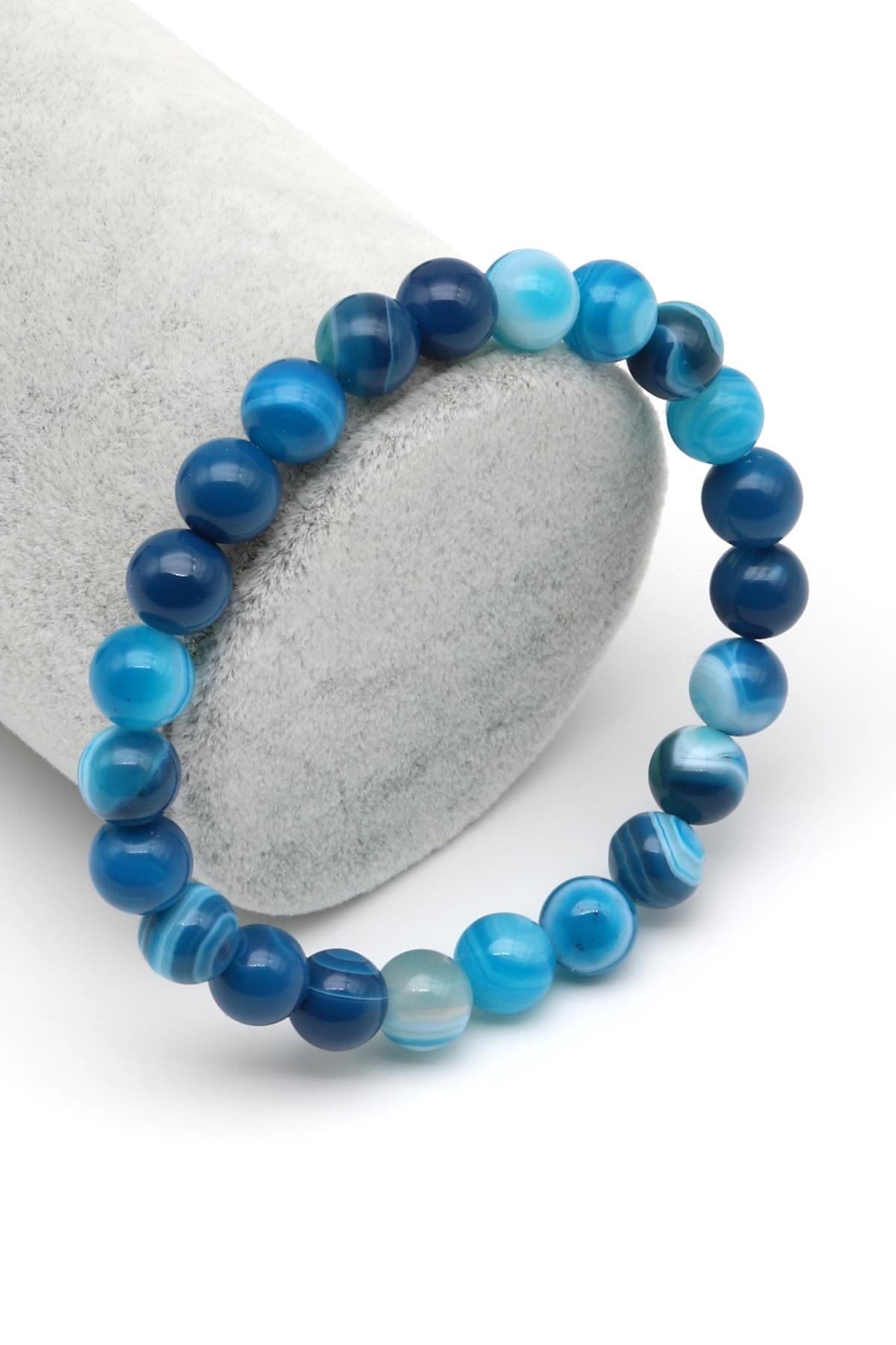 Madagaskar Akik Doğal Taş Bileklik 8 mm Küre Kesim