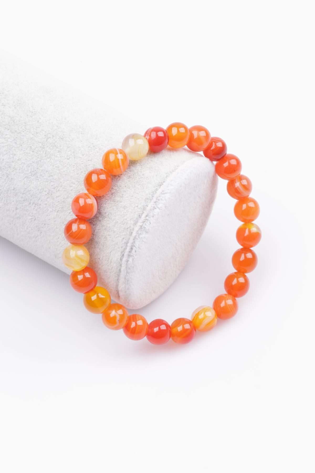 Madagaskar Akik Doğal Taş Bileklik 8 mm Küre Kesim