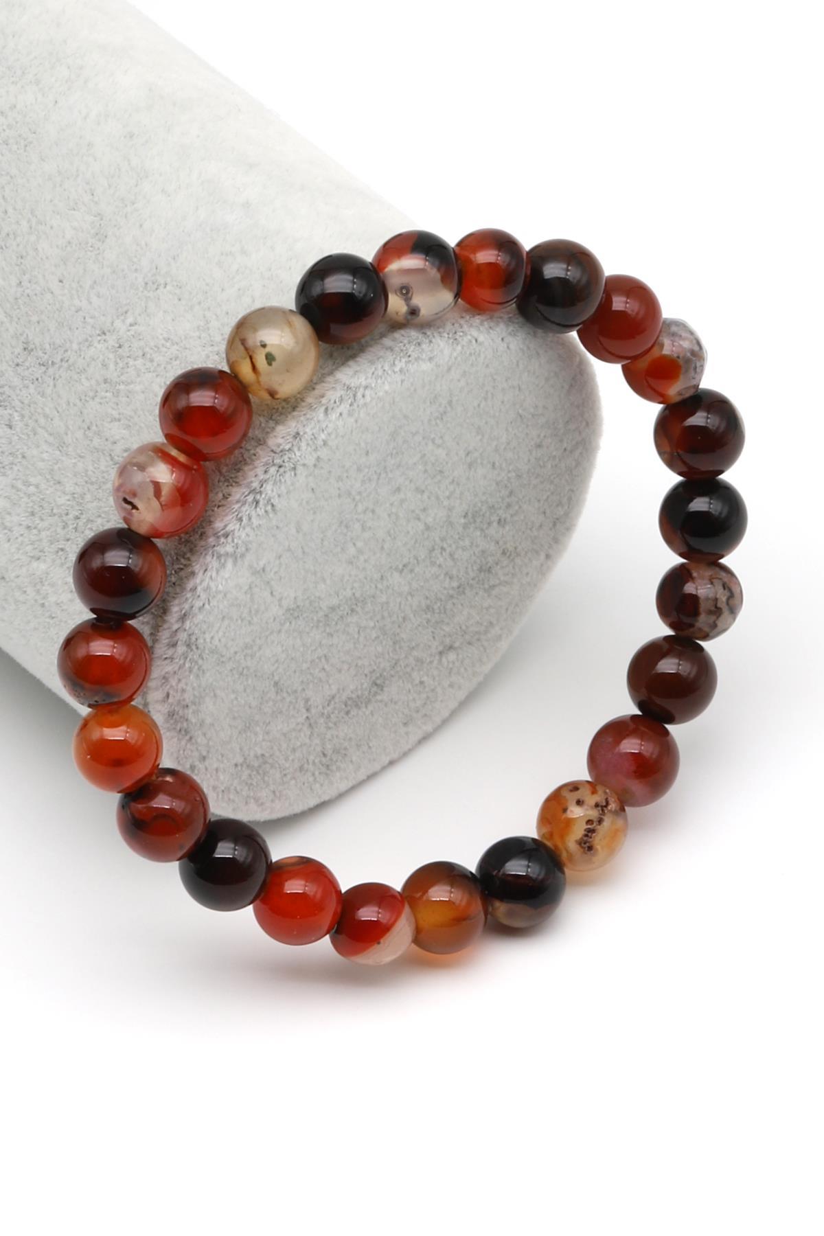 Madagaskar Akik Doğal Taş Bileklik 8 mm Küre Kesim