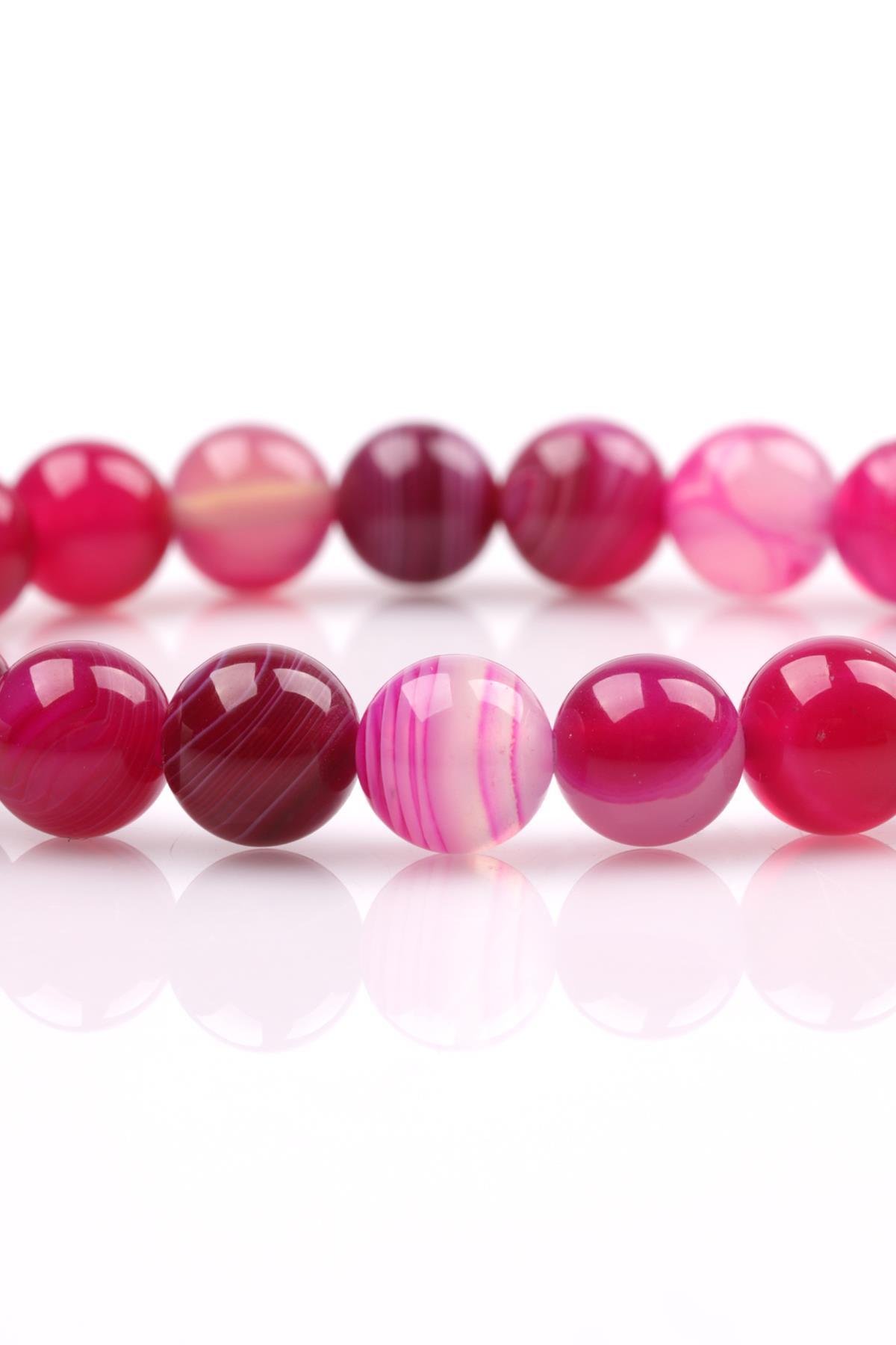 Madagaskar Akik Doğal Taş Bileklik 8 mm Küre Kesim