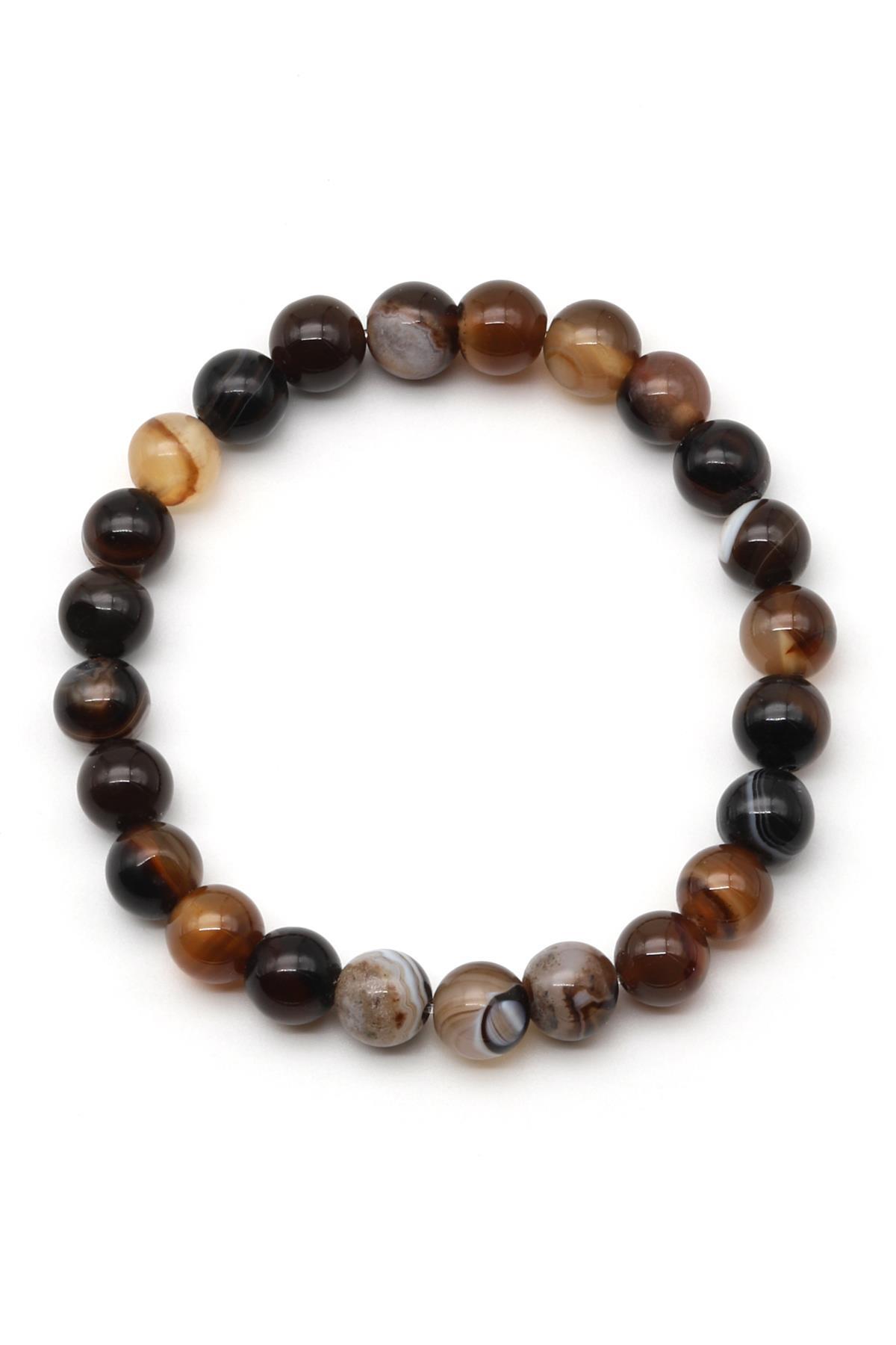 Madagaskar Akik Doğal Taş Bileklik 8 mm Küre Kesim