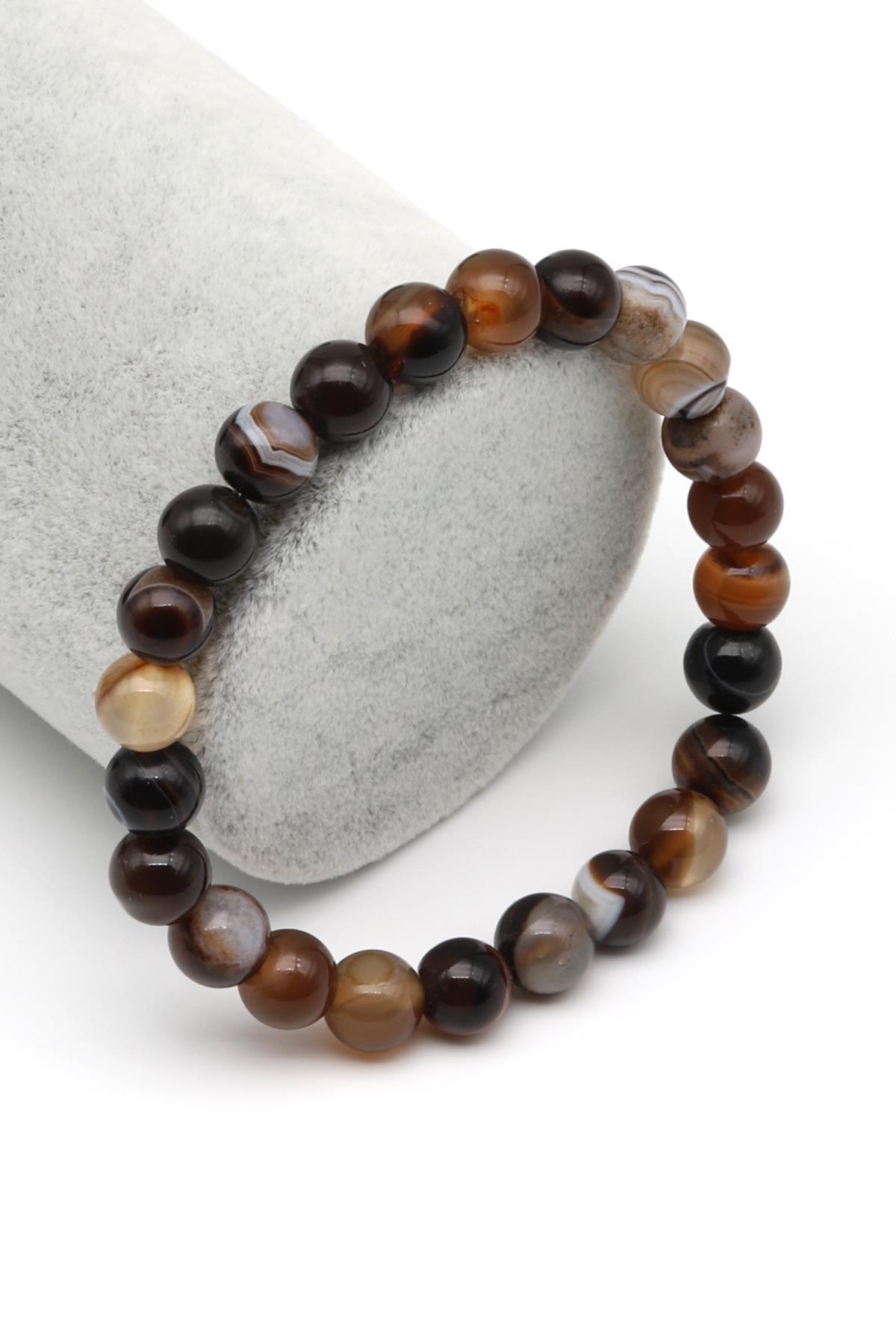 Madagaskar Akik Doğal Taş Bileklik 8 mm Küre Kesim