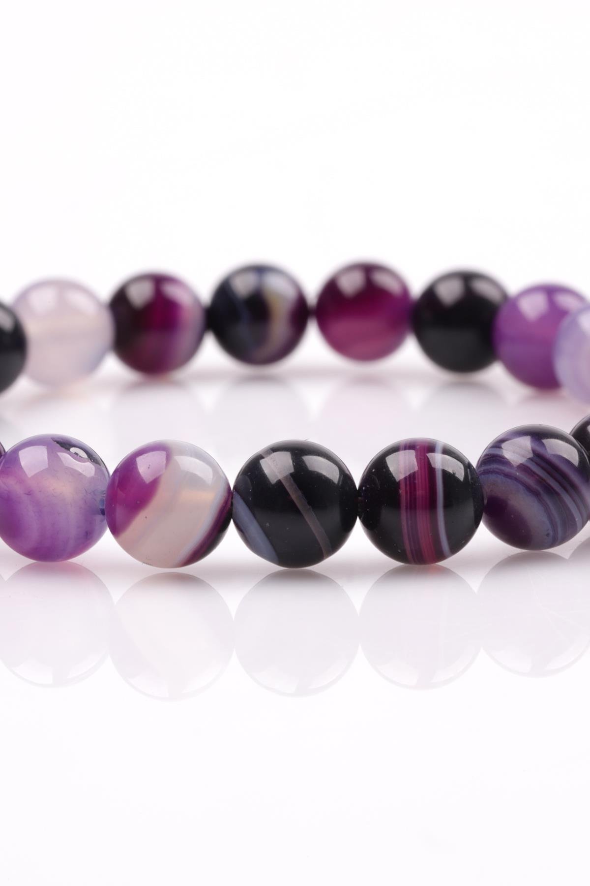 Madagaskar Akik Doğal Taş Bileklik 8 mm Küre Kesim