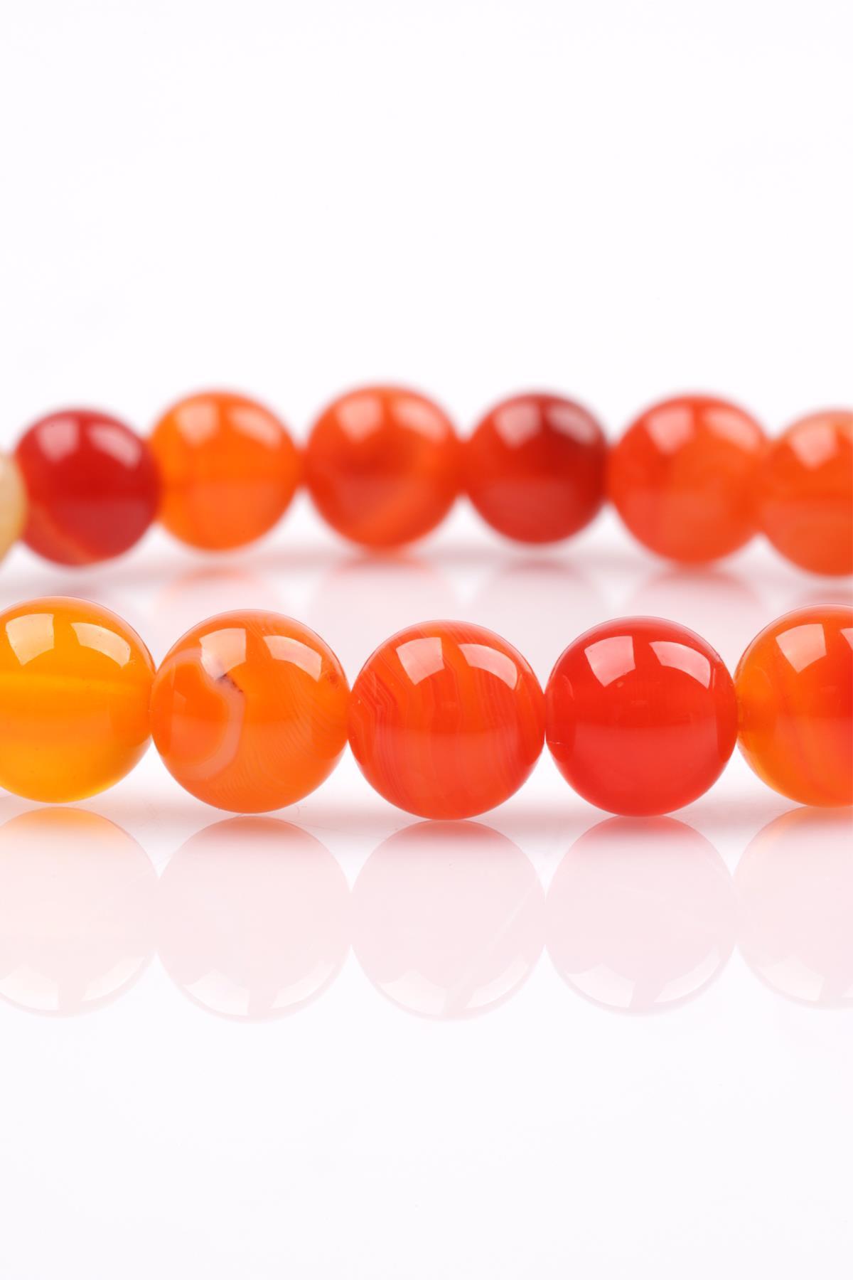 Madagaskar Akik Doğal Taş Bileklik 8 mm Küre Kesim