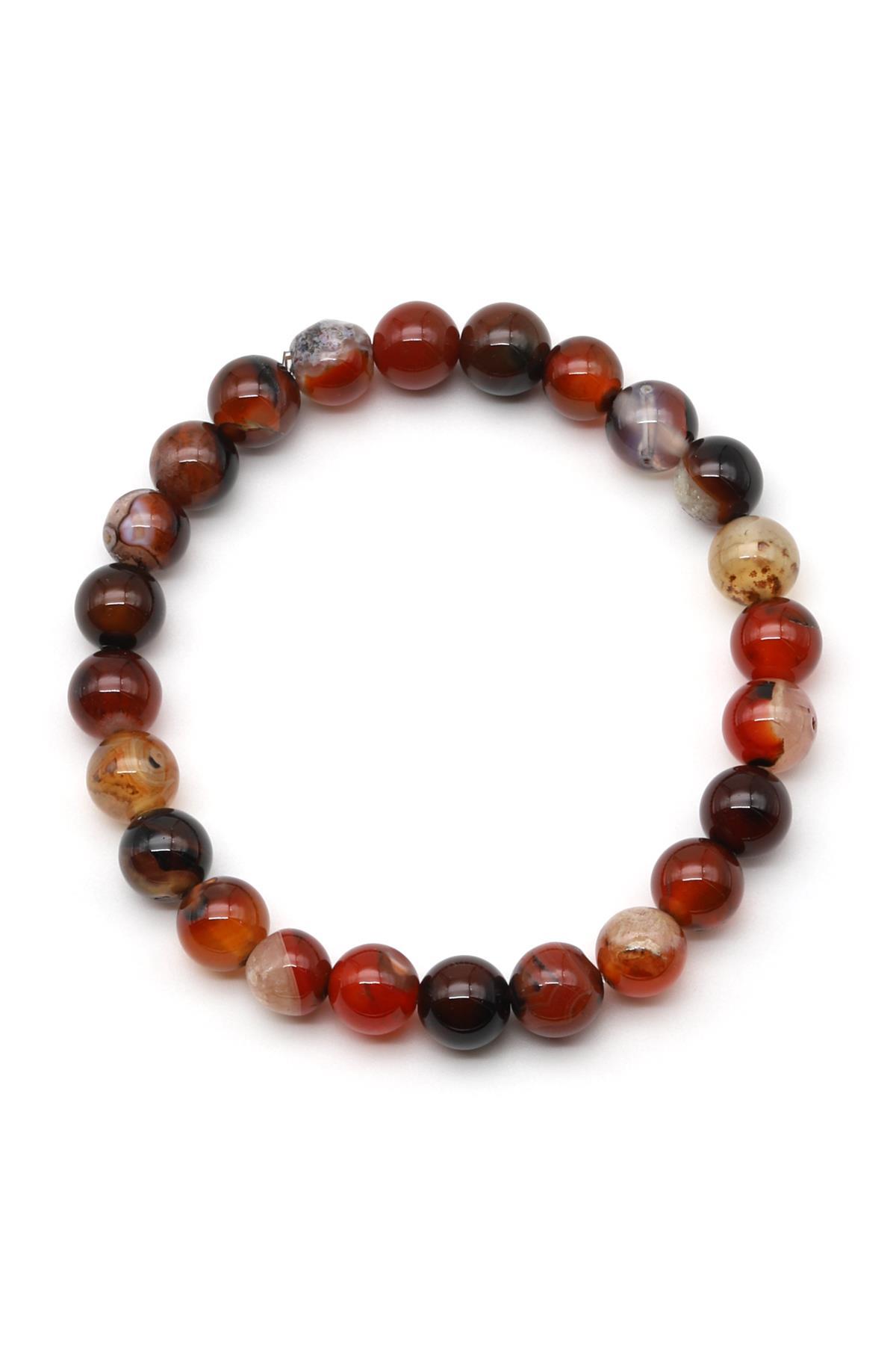 Madagaskar Akik Doğal Taş Bileklik 8 mm Küre Kesim