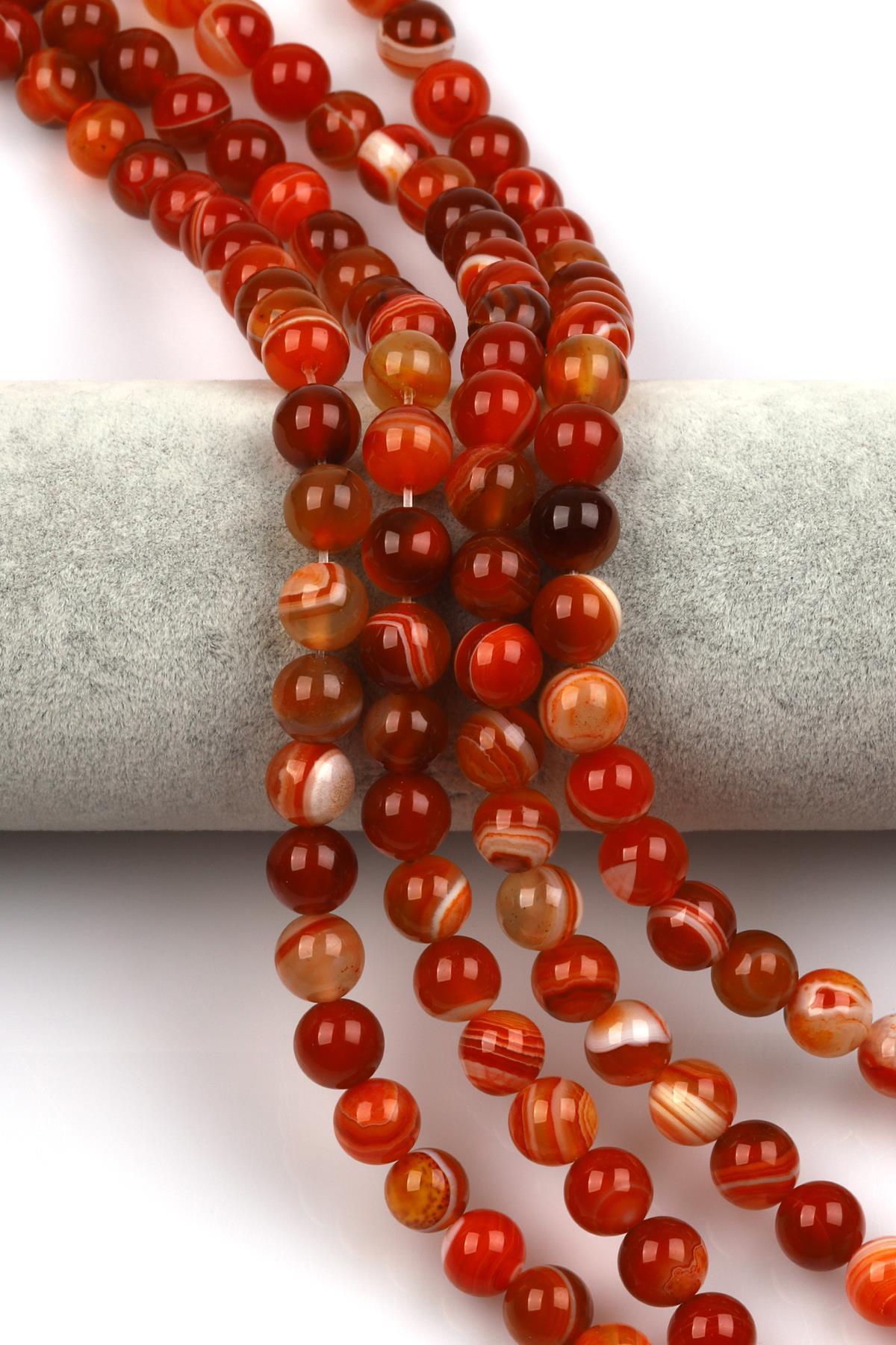 Madagaskar Akik Doğal Taş Dizi 10 mm Küre Kesim