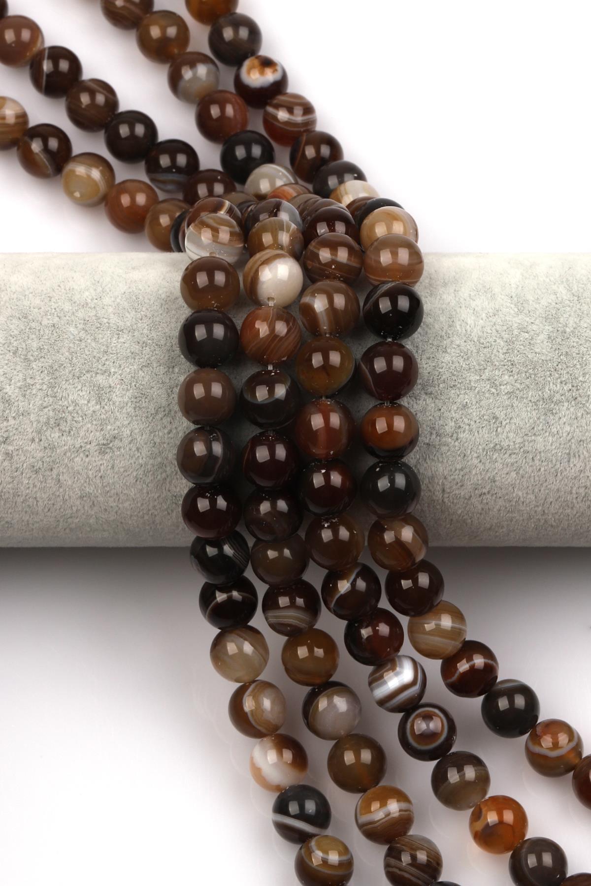 Madagaskar Akik Doğal Taş Dizi 10 mm Küre Kesim