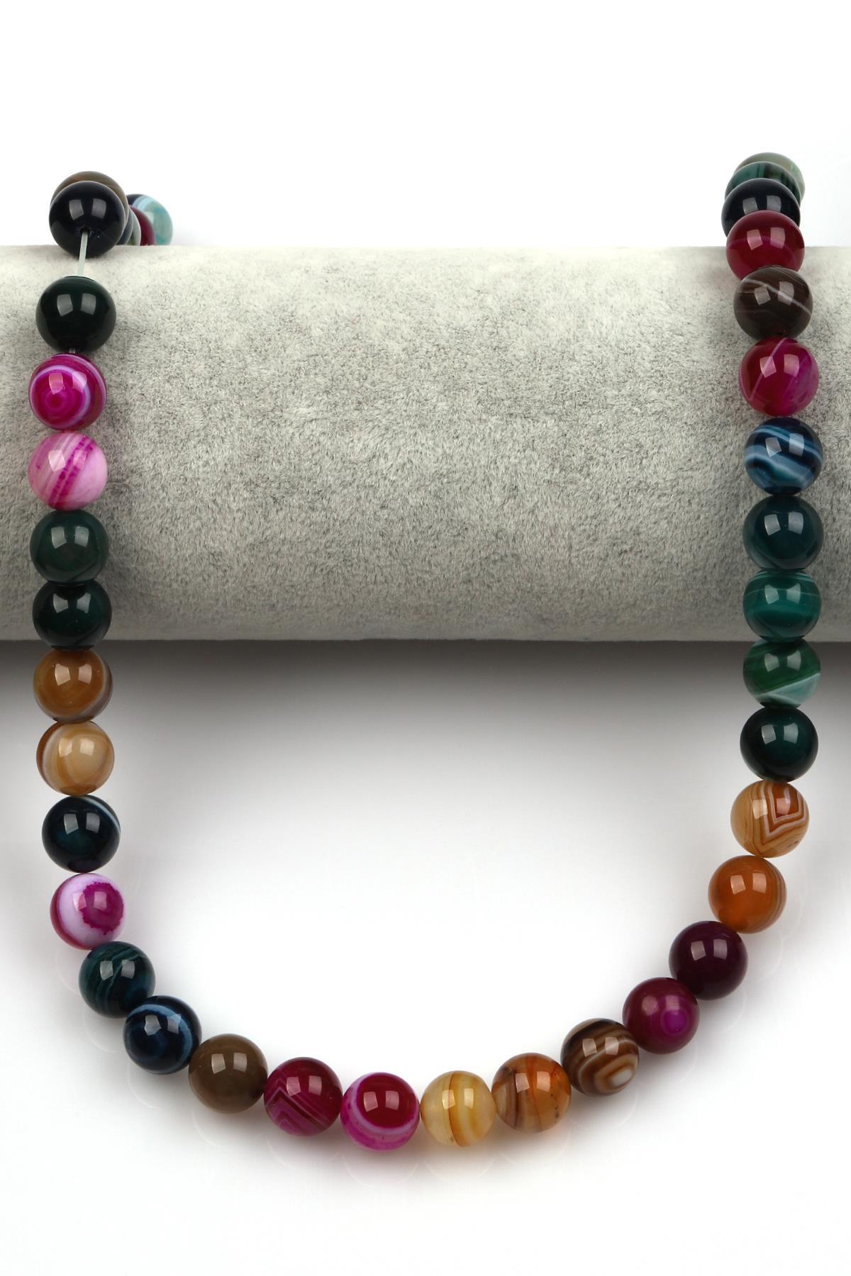 Madagaskar Akik Doğal Taş Dizi 10 mm Küre Kesim