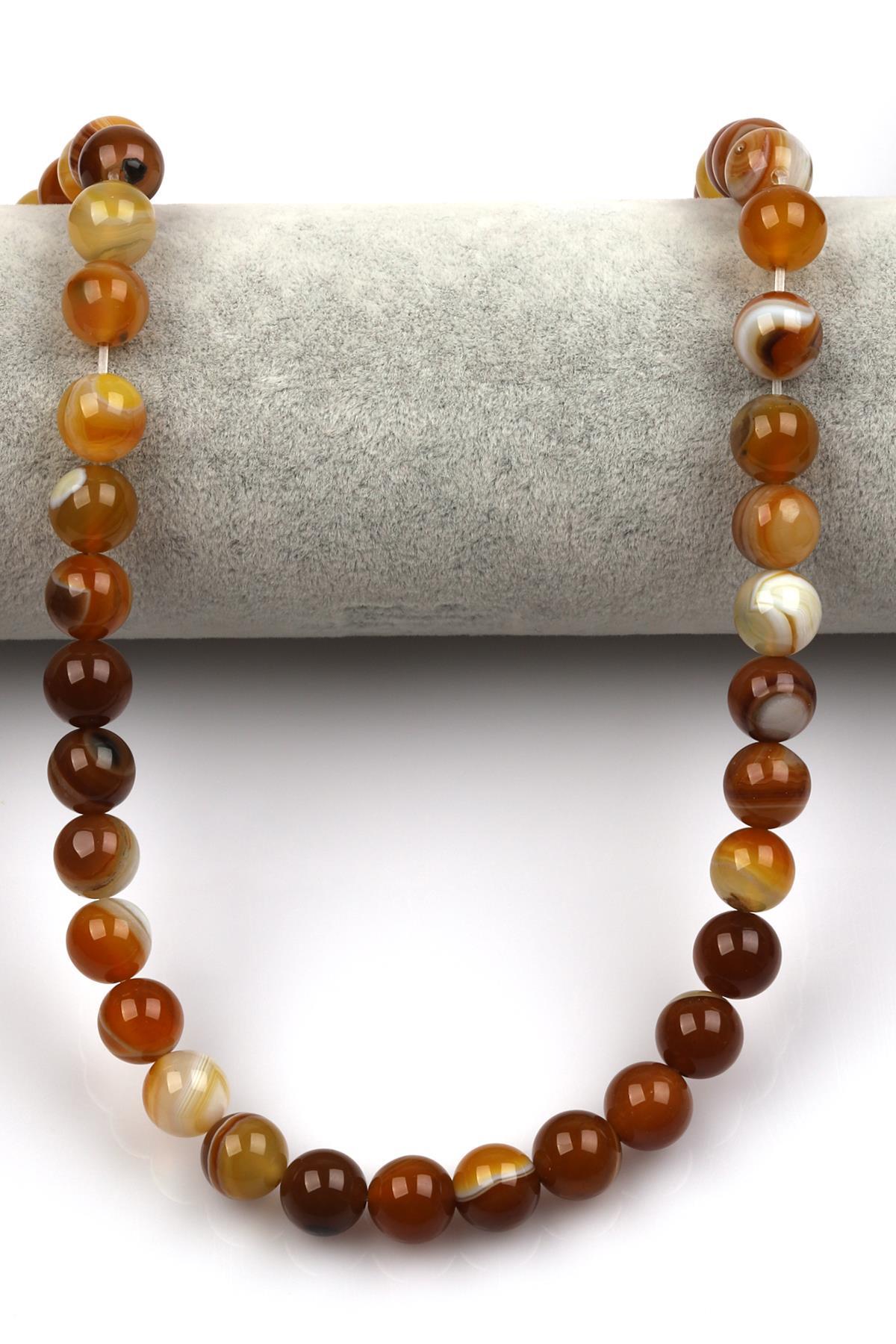 Madagaskar Akik Doğal Taş Dizi 10 mm Küre Kesim