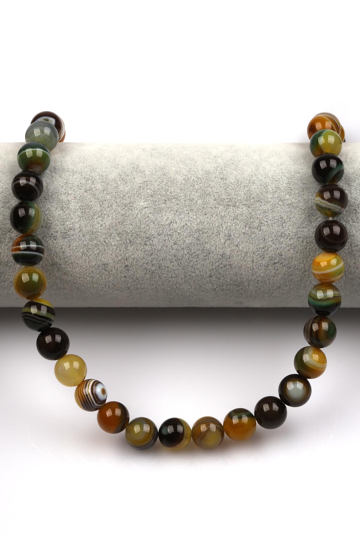 Madagaskar Akik Doğal Taş Dizi 10 mm Küre Kesim