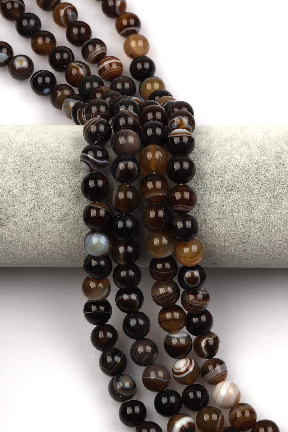 Madagaskar Akik Doğal Taş Dizi 10 mm Küre Kesim