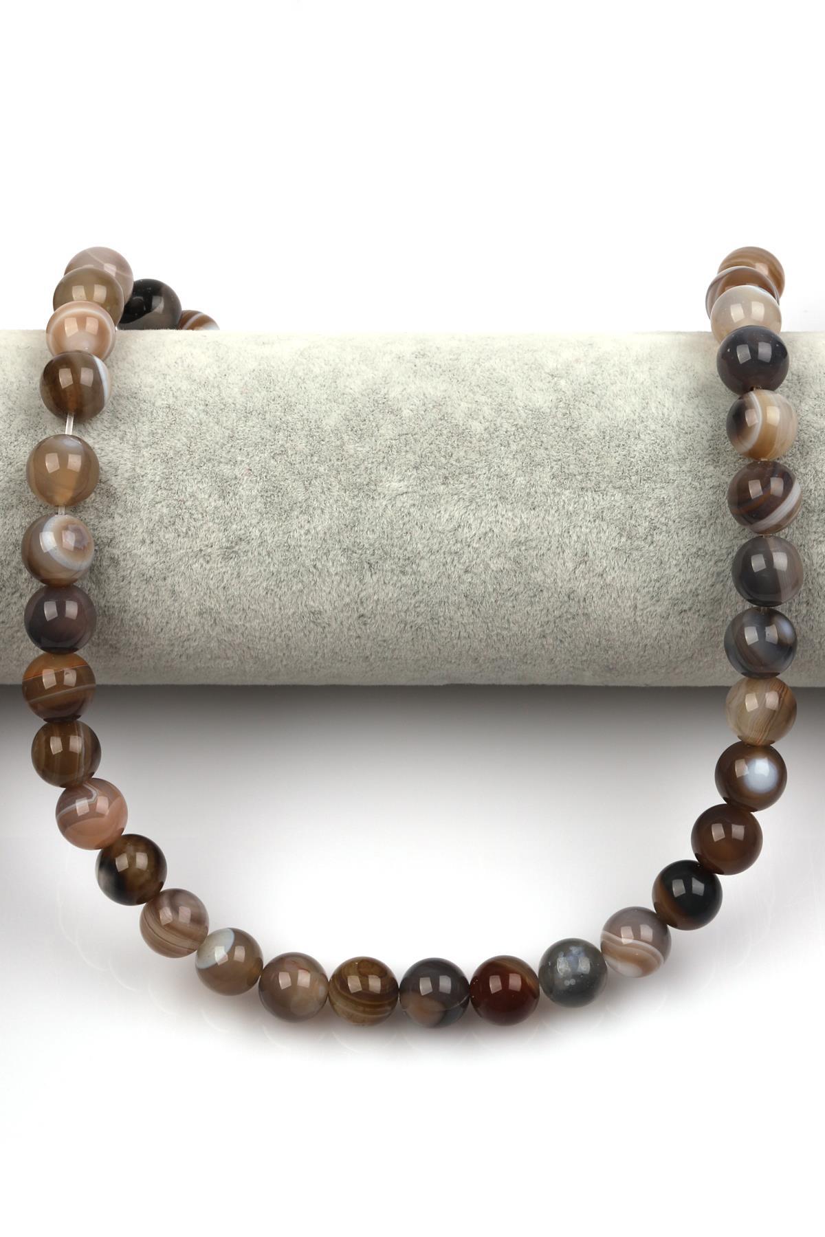 Madagaskar Akik Doğal Taş Dizi 10 mm Küre Kesim