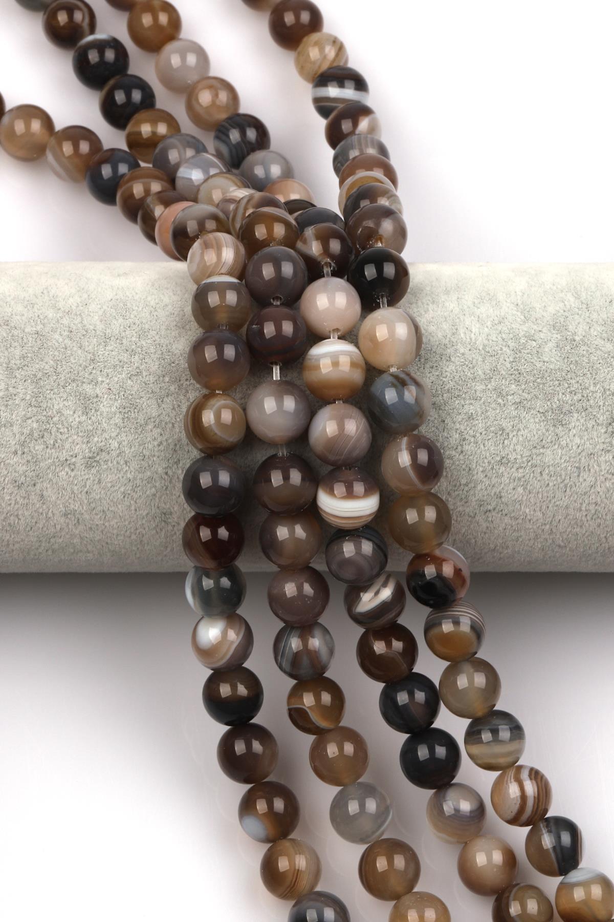 Madagaskar Akik Doğal Taş Dizi 10 mm Küre Kesim