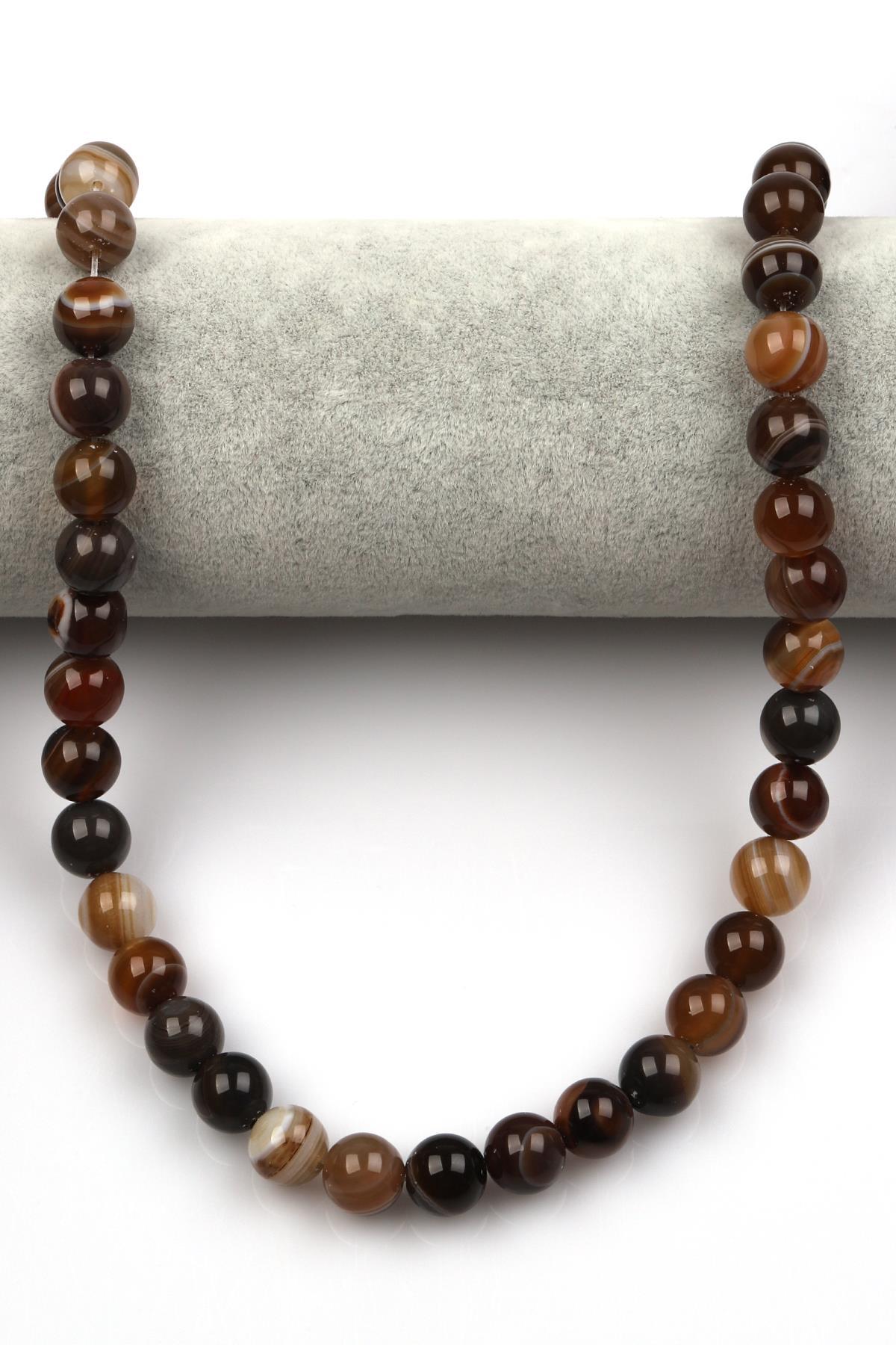 Madagaskar Akik Doğal Taş Dizi 10 mm Küre Kesim