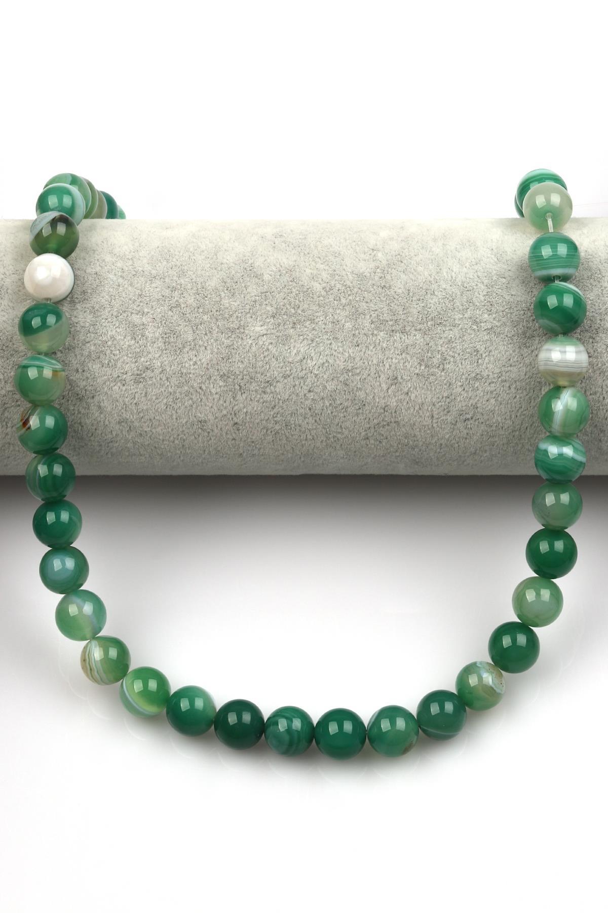 Madagaskar Akik Doğal Taş Dizi 10 mm Küre Kesim