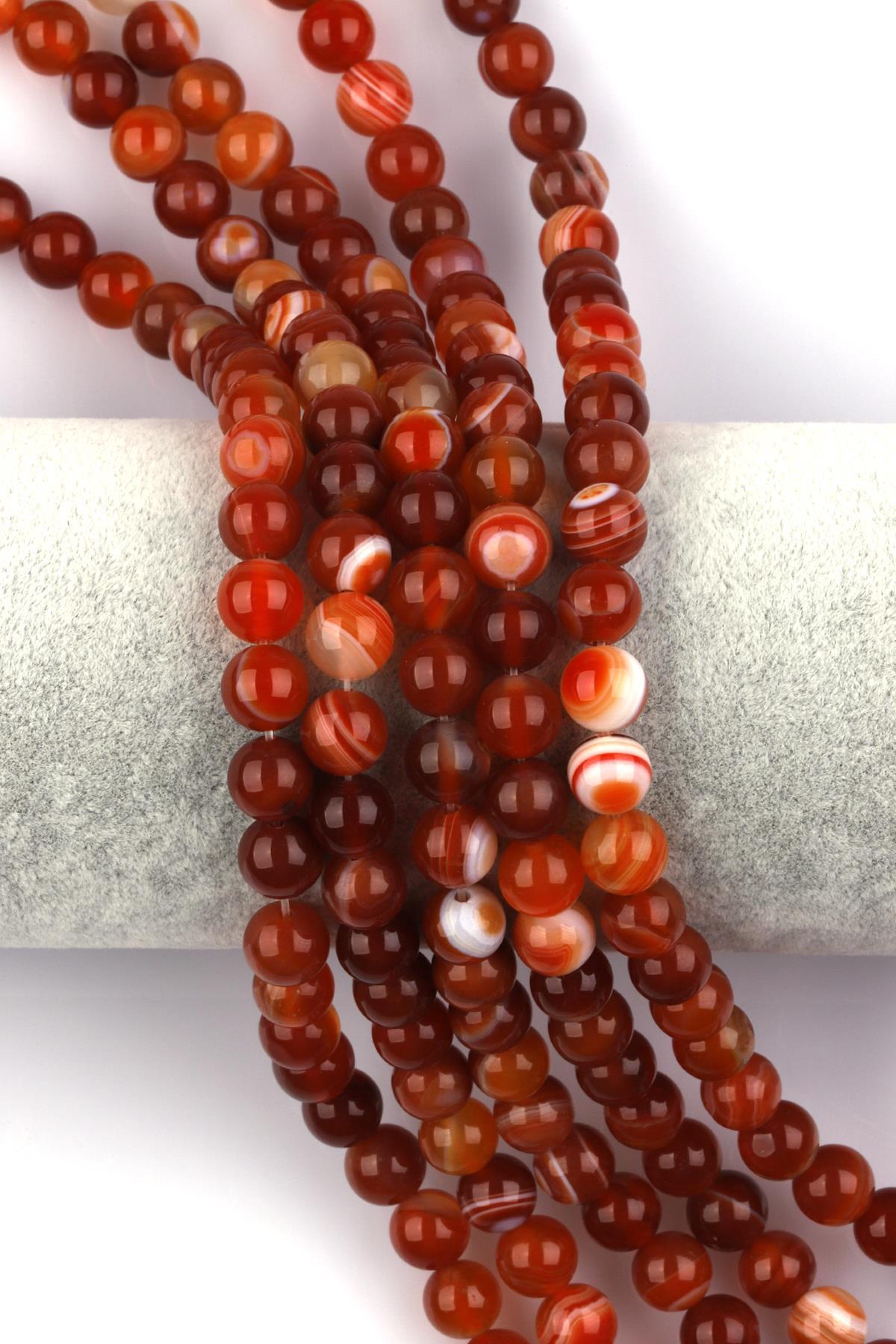 Madagaskar Akik Doğal Taş Dizi 8 mm Küre Kesim