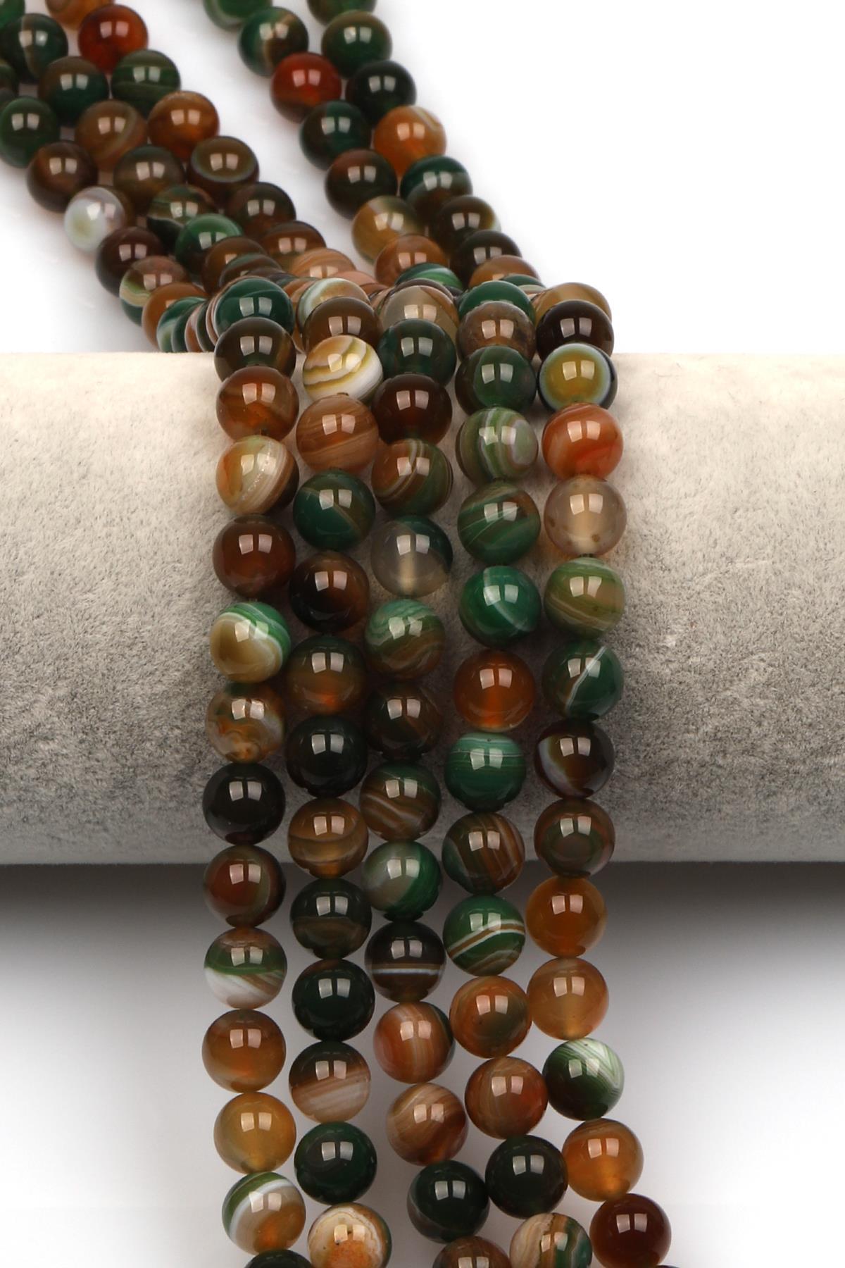 Madagaskar Akik Doğal Taş Dizi 8 mm Küre Kesim