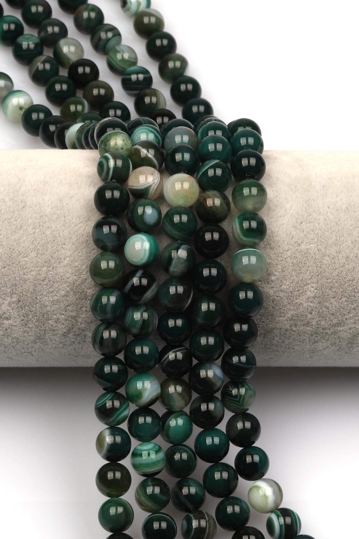 Madagaskar Akik Doğal Taş Dizi 8 mm Küre Kesim