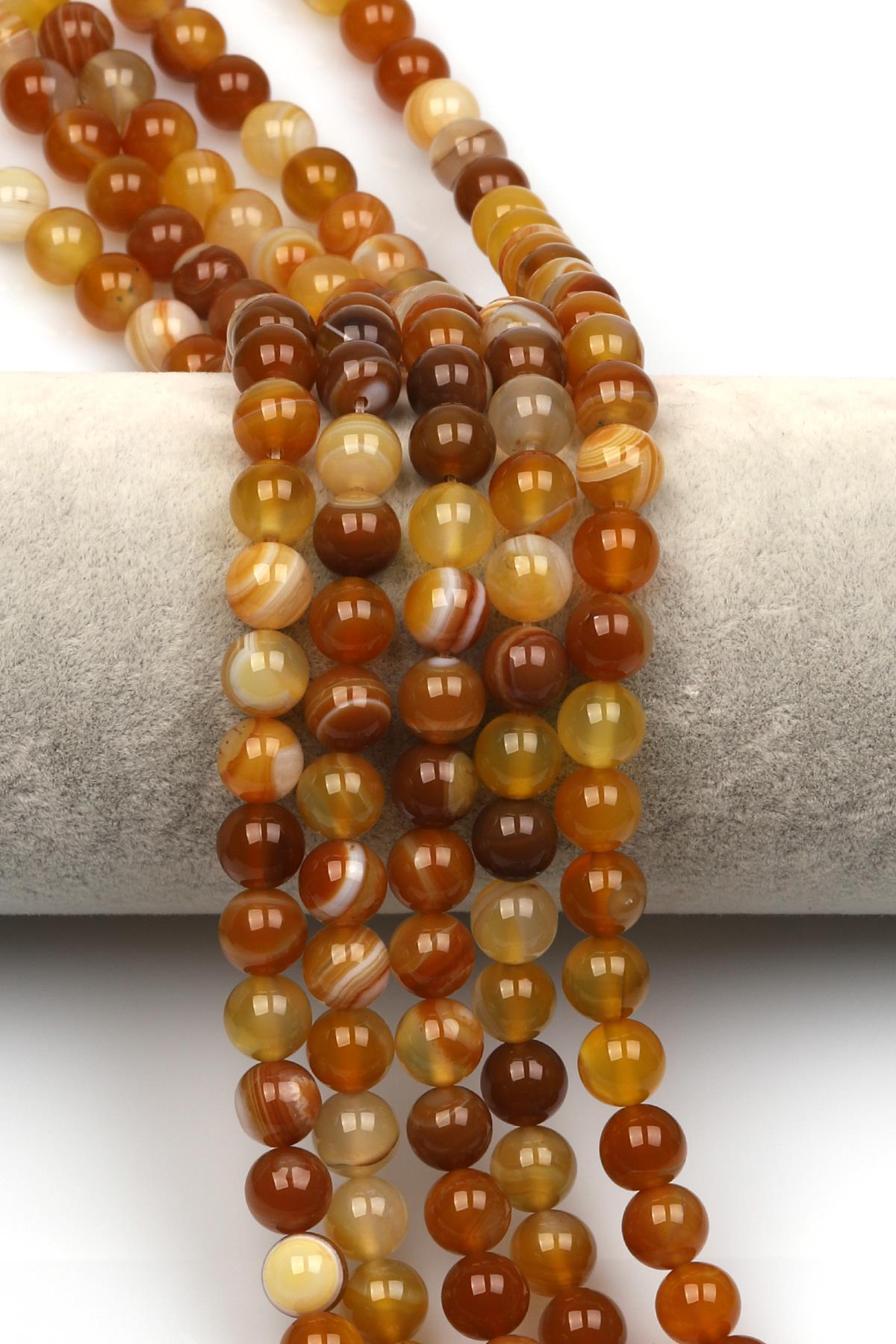 Madagaskar Akik Doğal Taş Dizi 8 mm Küre Kesim