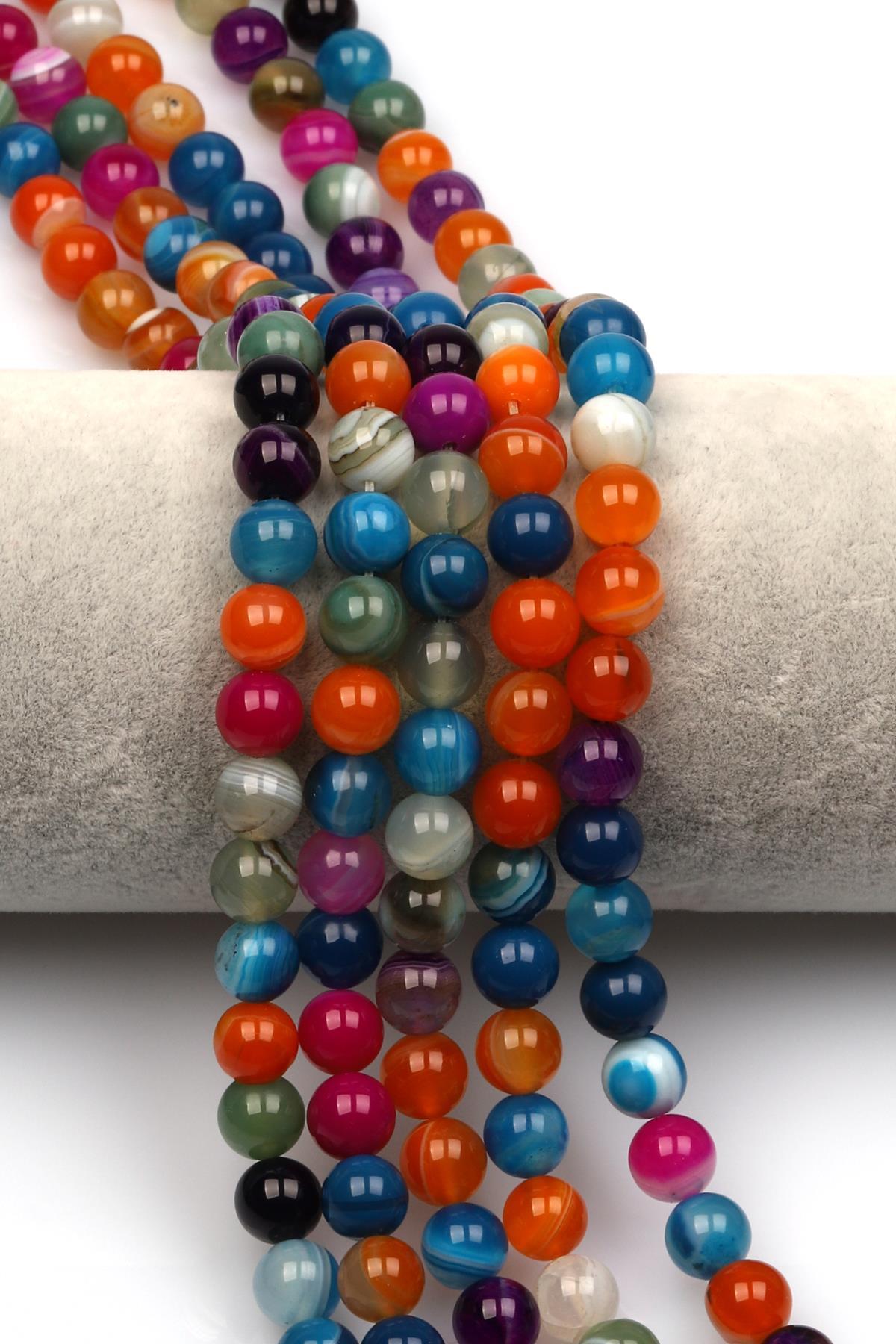 Madagaskar Akik Doğal Taş Dizi 8 mm Küre Kesim