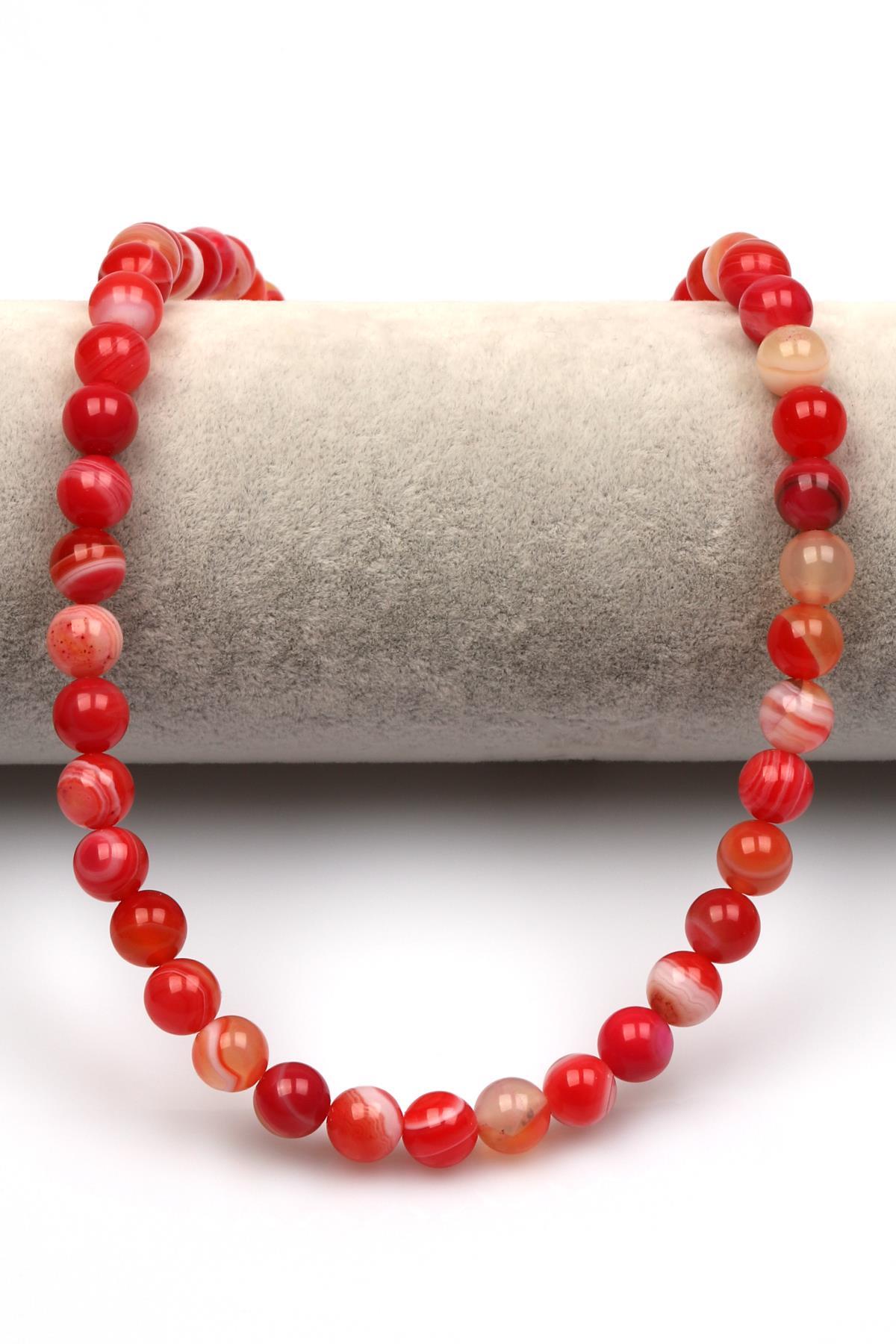 Madagaskar Akik Doğal Taş Dizi 8 mm Küre Kesim