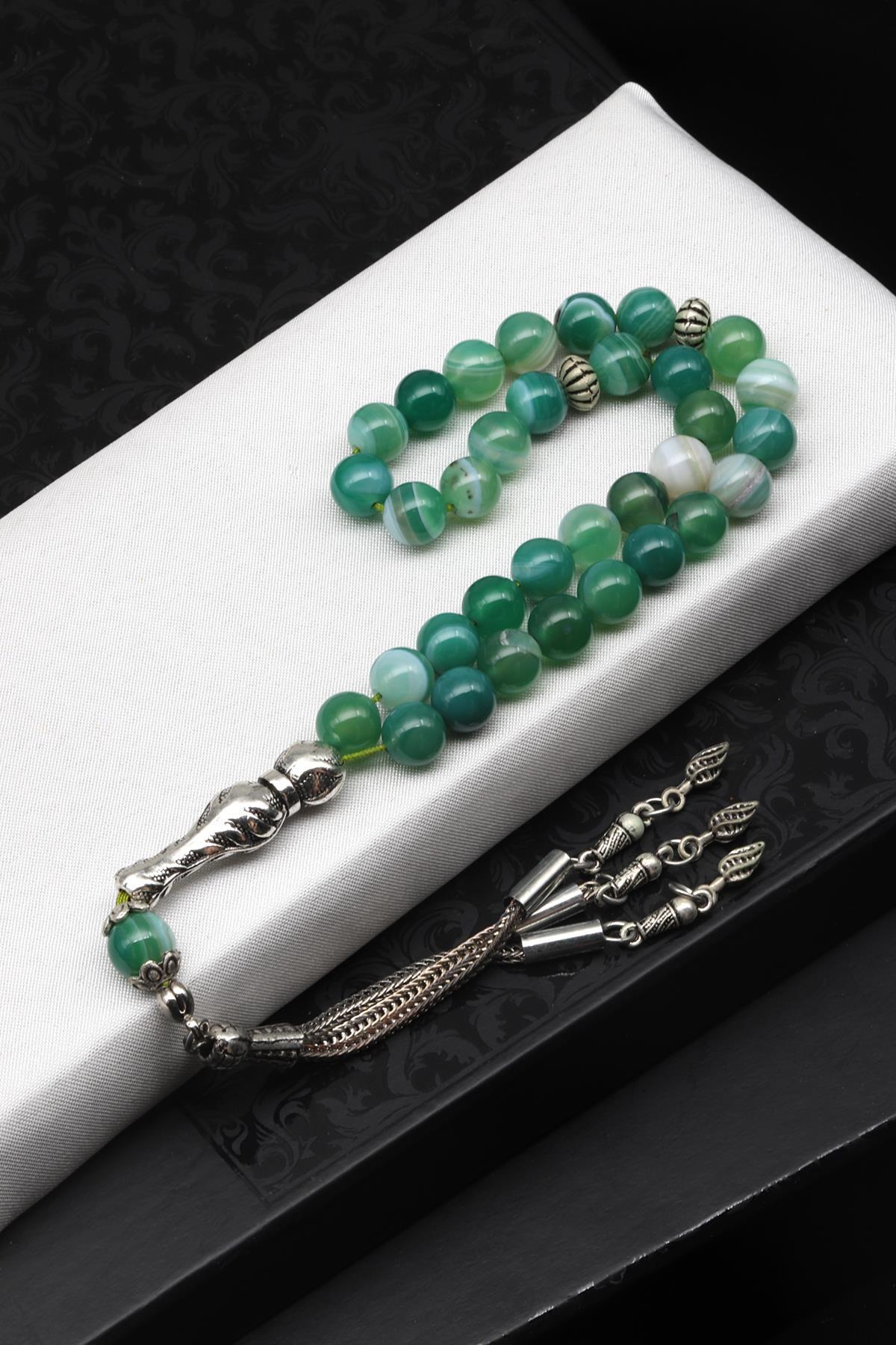 Madagaskar Akik Doğal Taş Tesbih - 8 mm Küre Kesim