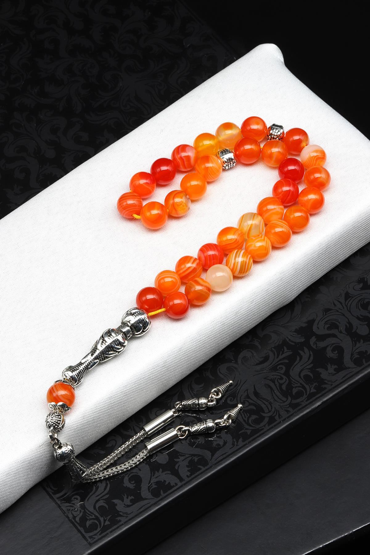 Madagaskar Akik Doğal Taş Tesbih 8 mm Küre Kesim