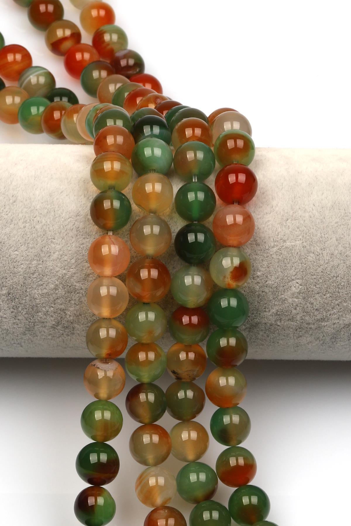 Madagaskar Akik Doğaltaş Dizi 10 mm Küre Kesim