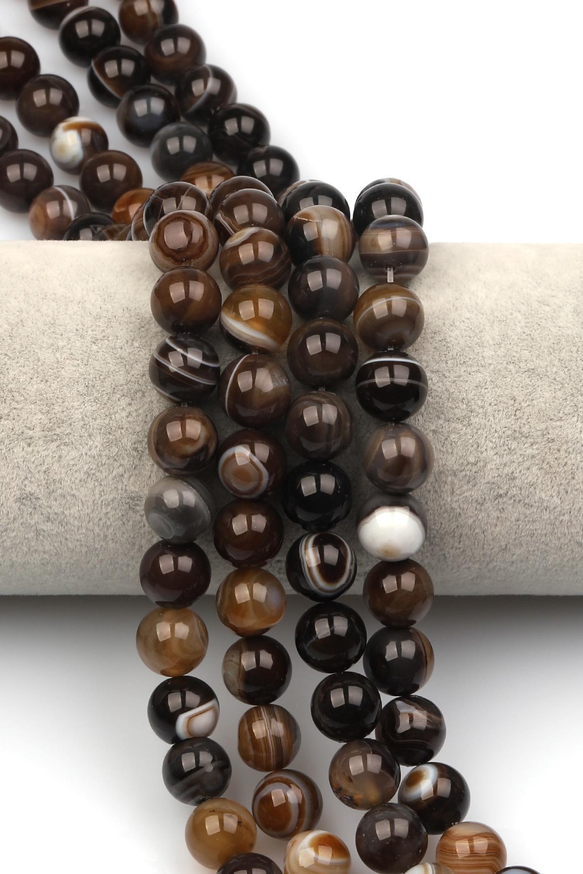 Madagaskar Akik Doğaltaş Dizi 10 mm Küre Kesim