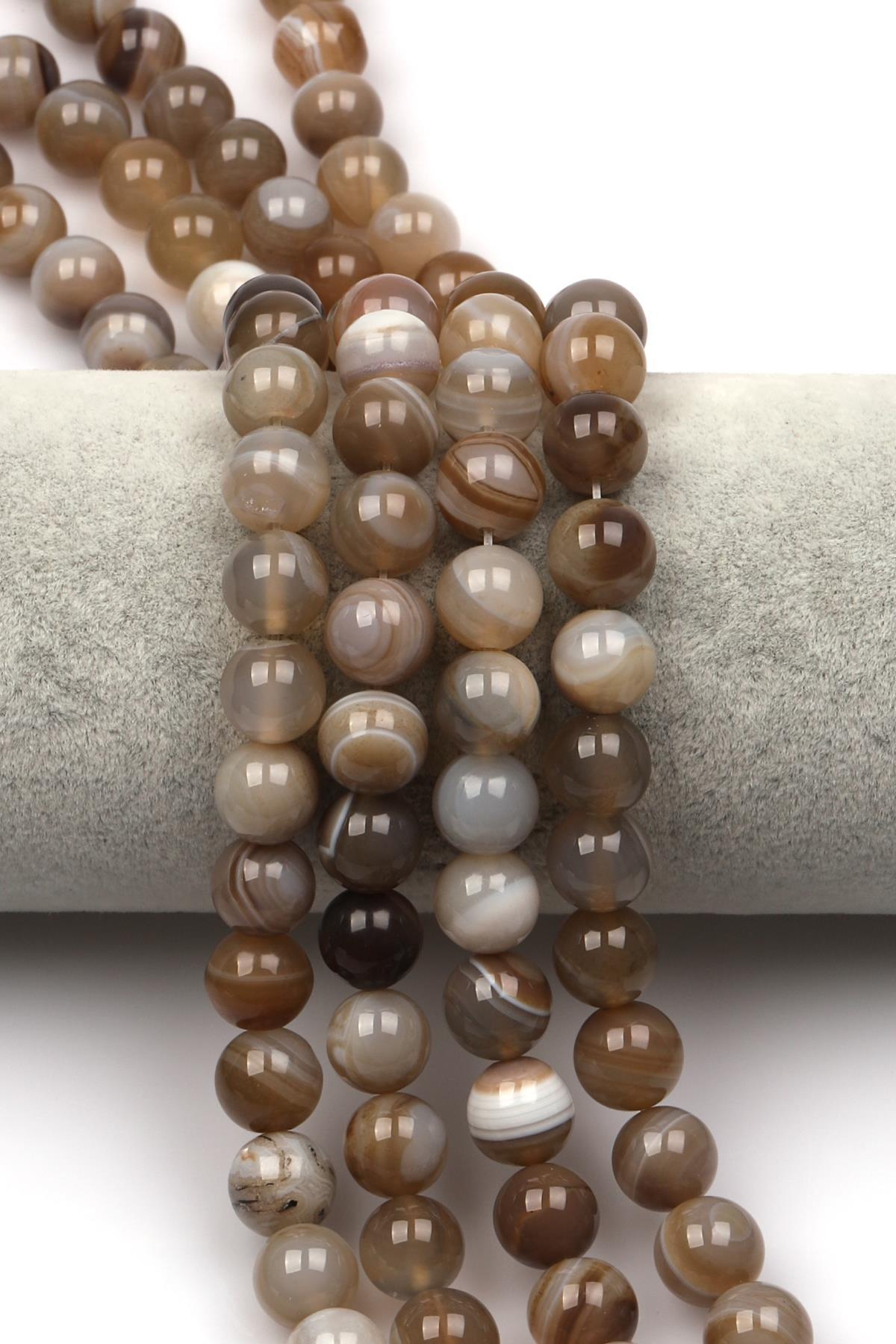 Madagaskar Akik Doğaltaş Dizi 10 mm Küre Kesim