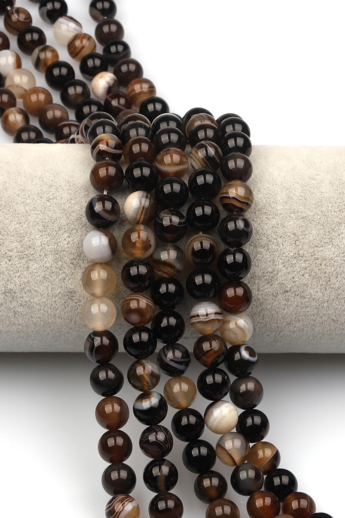 Madagaskar Akik Doğaltaş Dizi 8 mm Küre Kesim