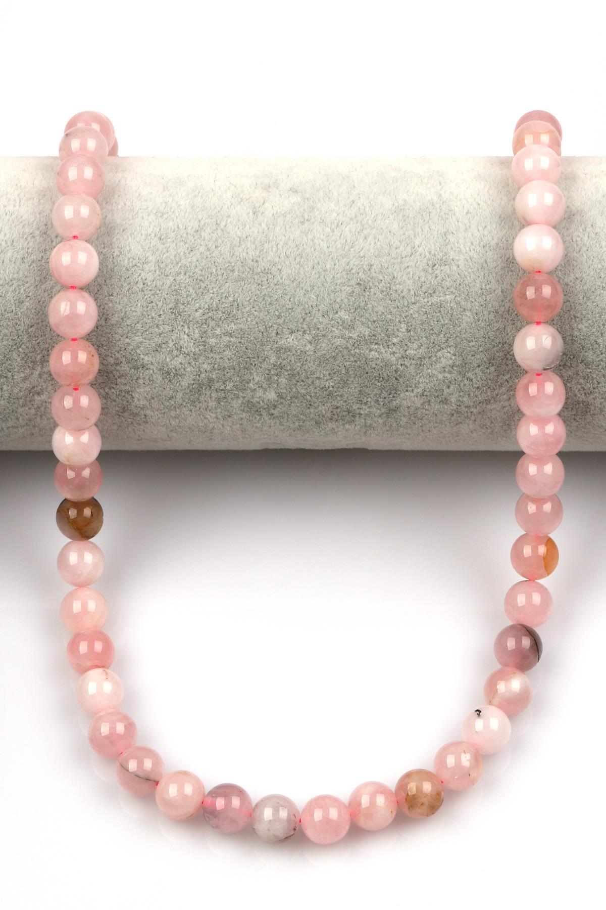 Madagaskar Pembe Kuvars ( AB Kalite ) Doğal Taş Dizi 8 mm Küre Kesim