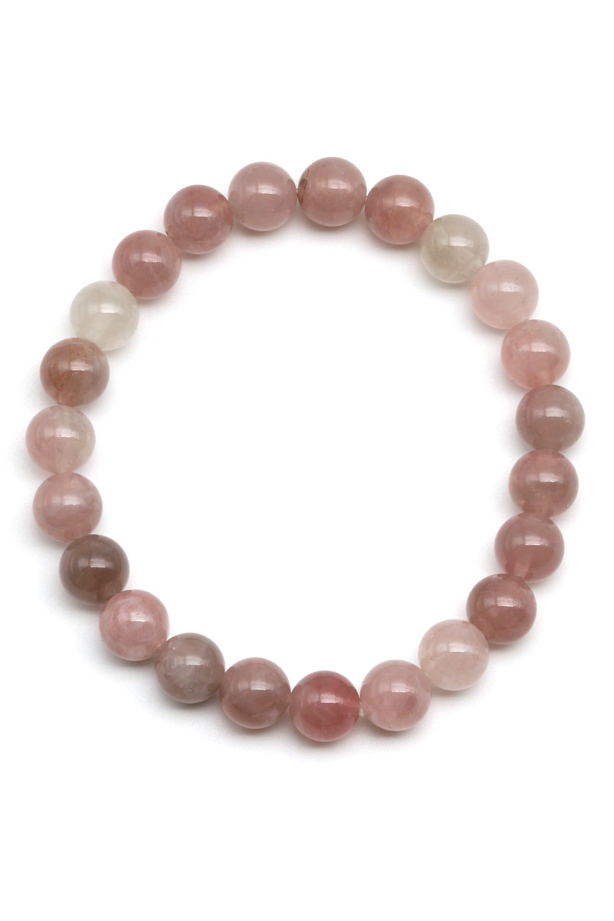 Madagaskar Pembe Kuvars Doğal Taş Bileklik 8 mm Küre Kesim - BLK-2235