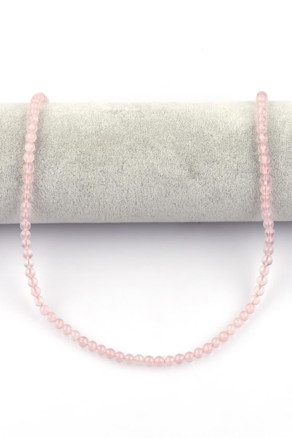 Madagaskar - Pembe Kuvars Doğal Taş Dizi 4 mm Küre Kesim