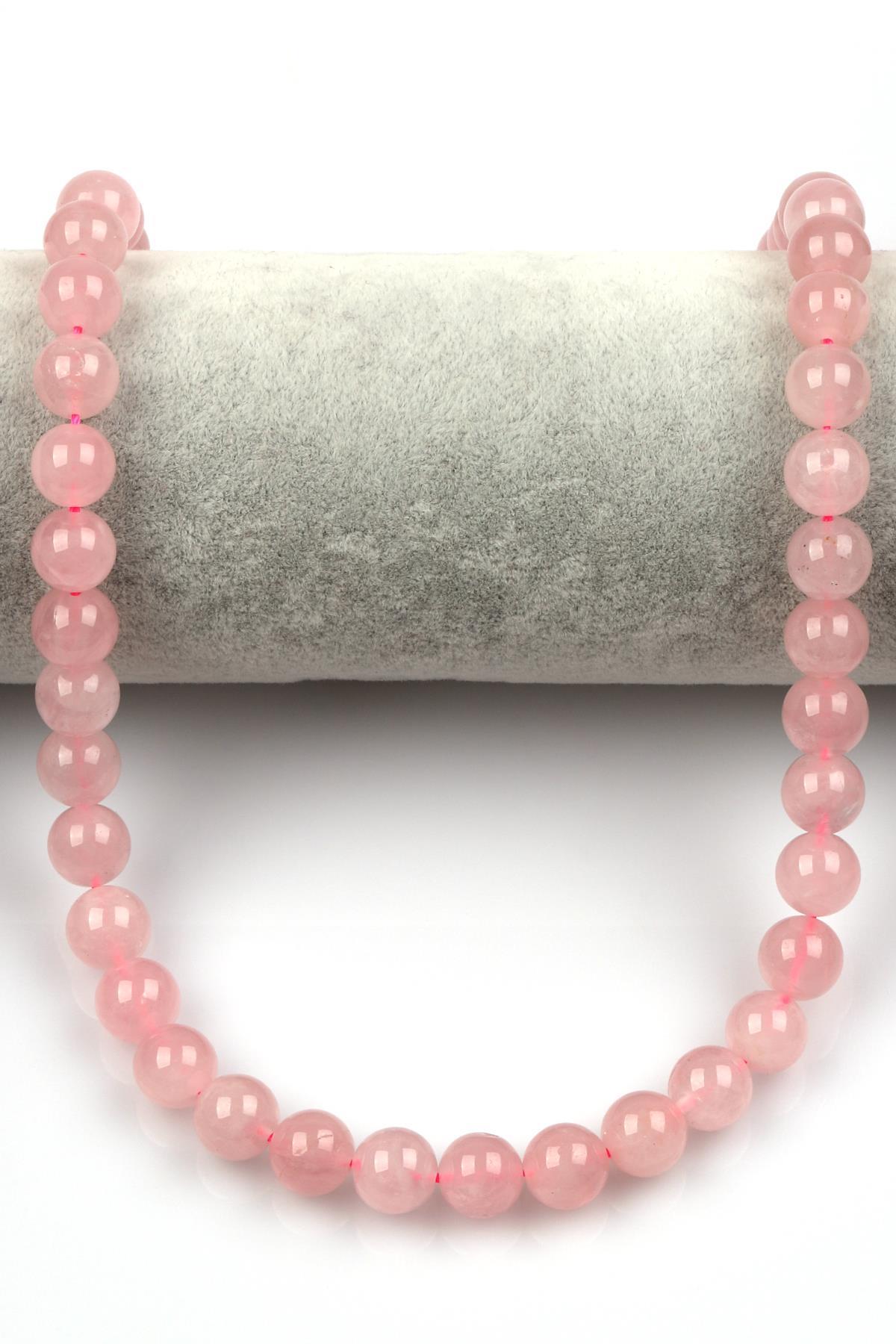 Madagaskar Pembe Kuvars Doğal Taş Dizi 10 mm Küre Kesim