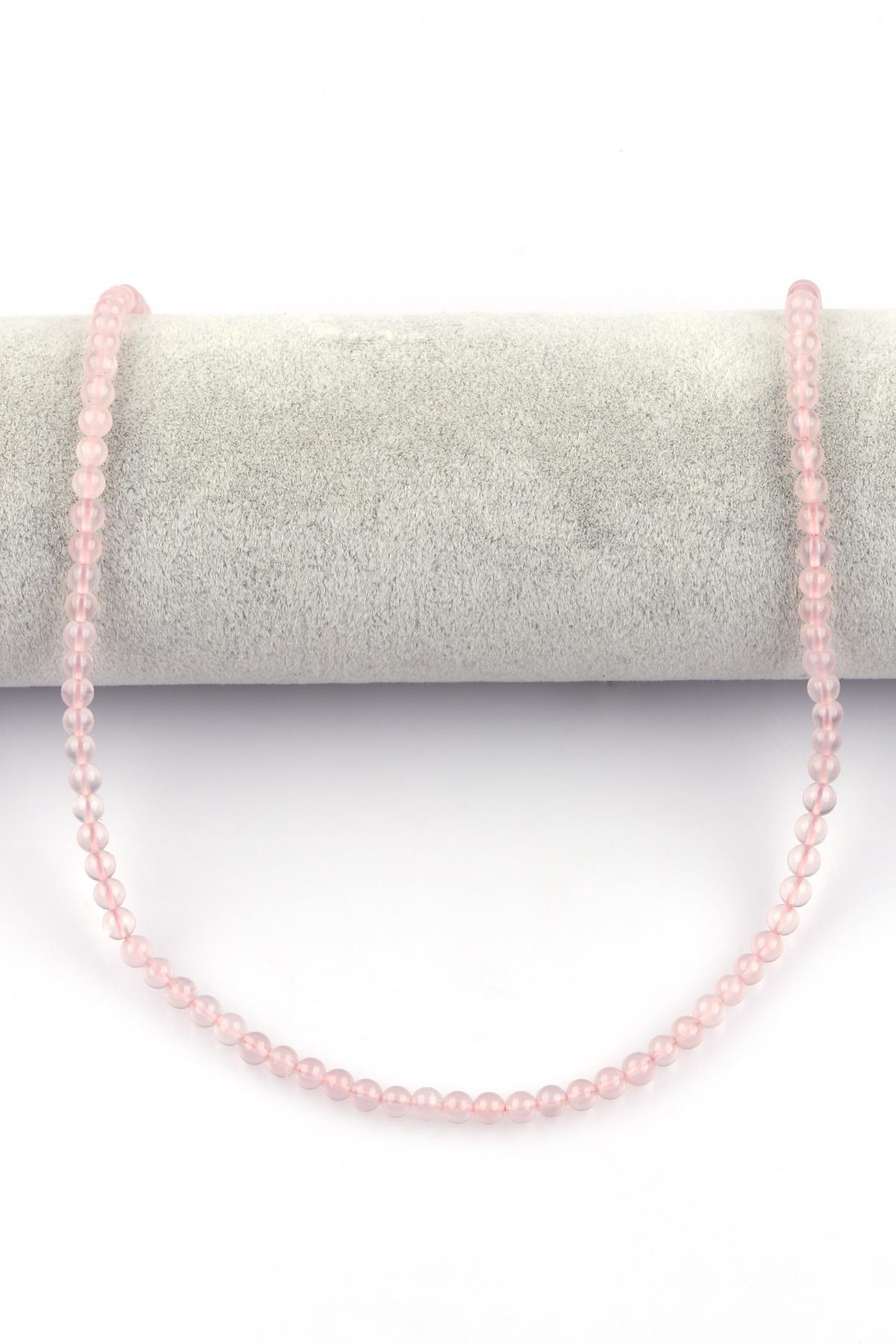 Madagaskar - Pembe Kuvars Doğal Taş Dizi 4 mm Küre Kesim