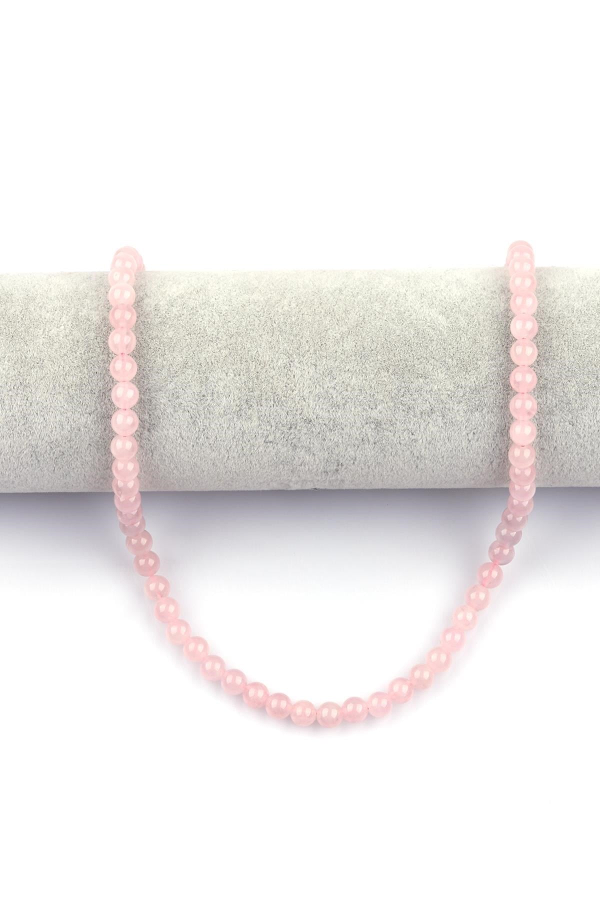 Madagaskar Pembe Kuvars Doğal Taş Dizi 6 mm Küre Kesim