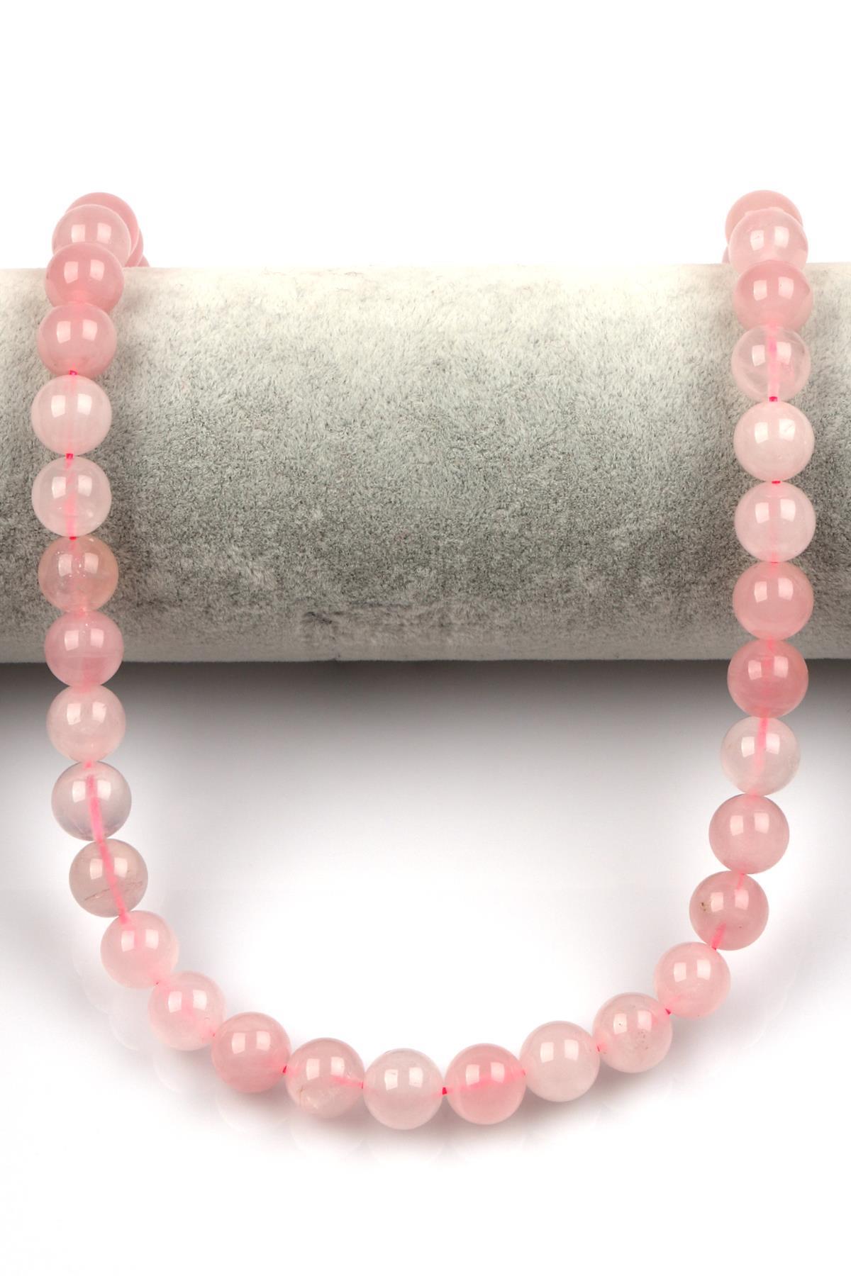 Madagaskar Pembe Kuvars Doğal Taş Dizi 10 mm Küre Kesim