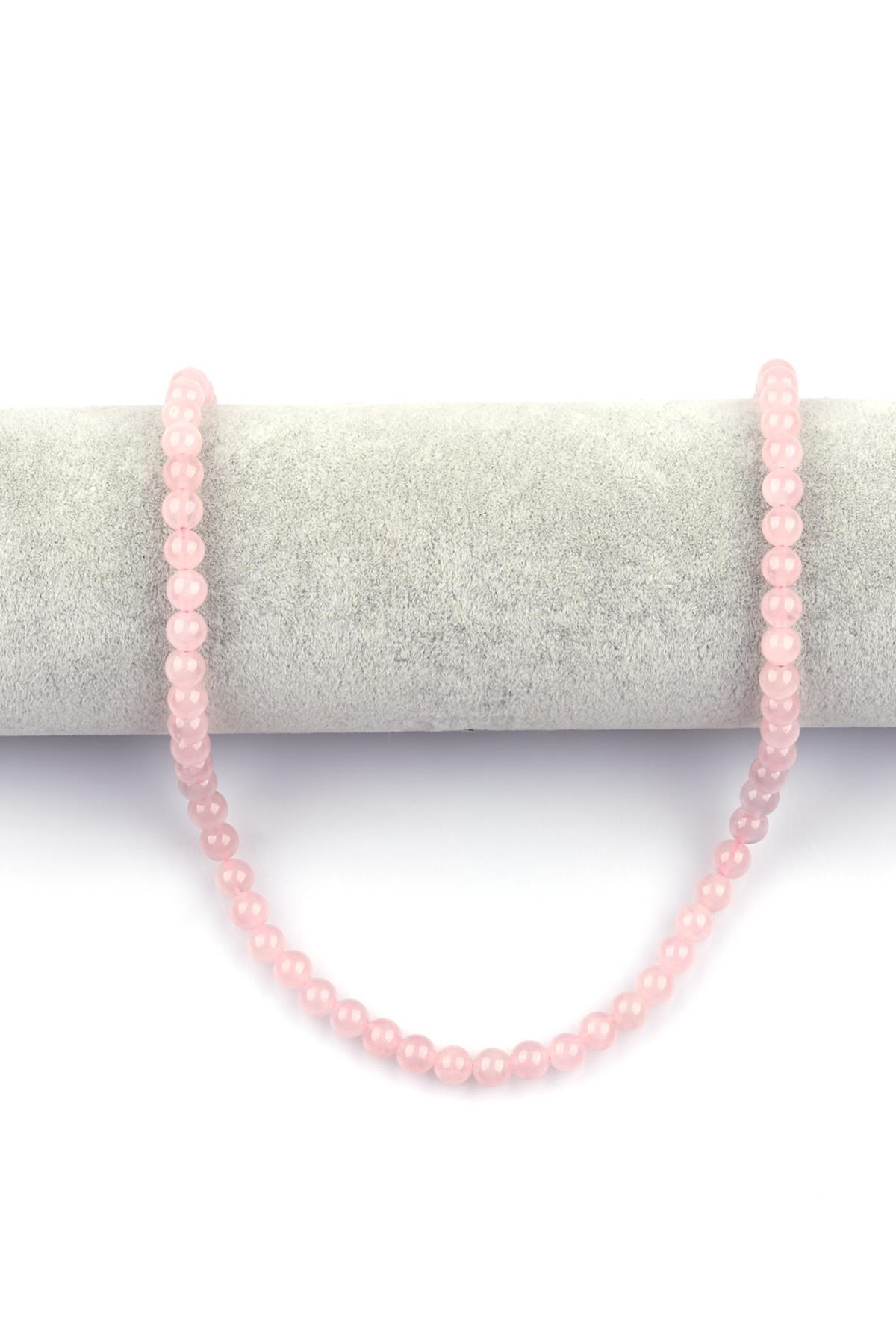 Madagaskar Pembe Kuvars Doğal Taş Dizi 6 mm Küre Kesim