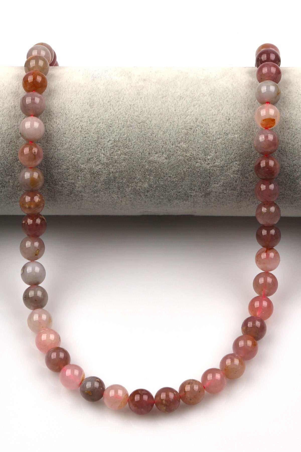Madagaskar Pembe Kuvars Doğal Taş Dizi 8 mm Küre Kesim