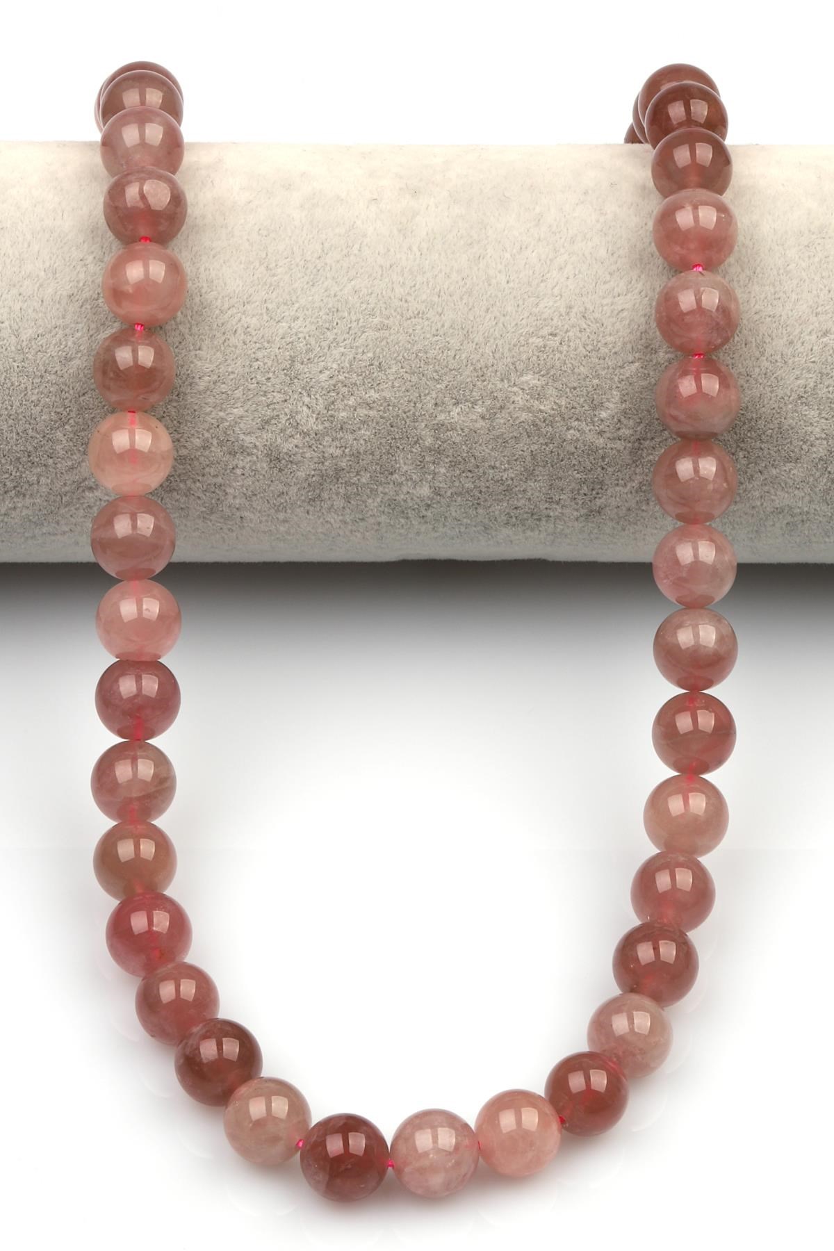 Madagaskar Pembe Kuvars Doğaltaş Dizi 10 mm Küre Kesim