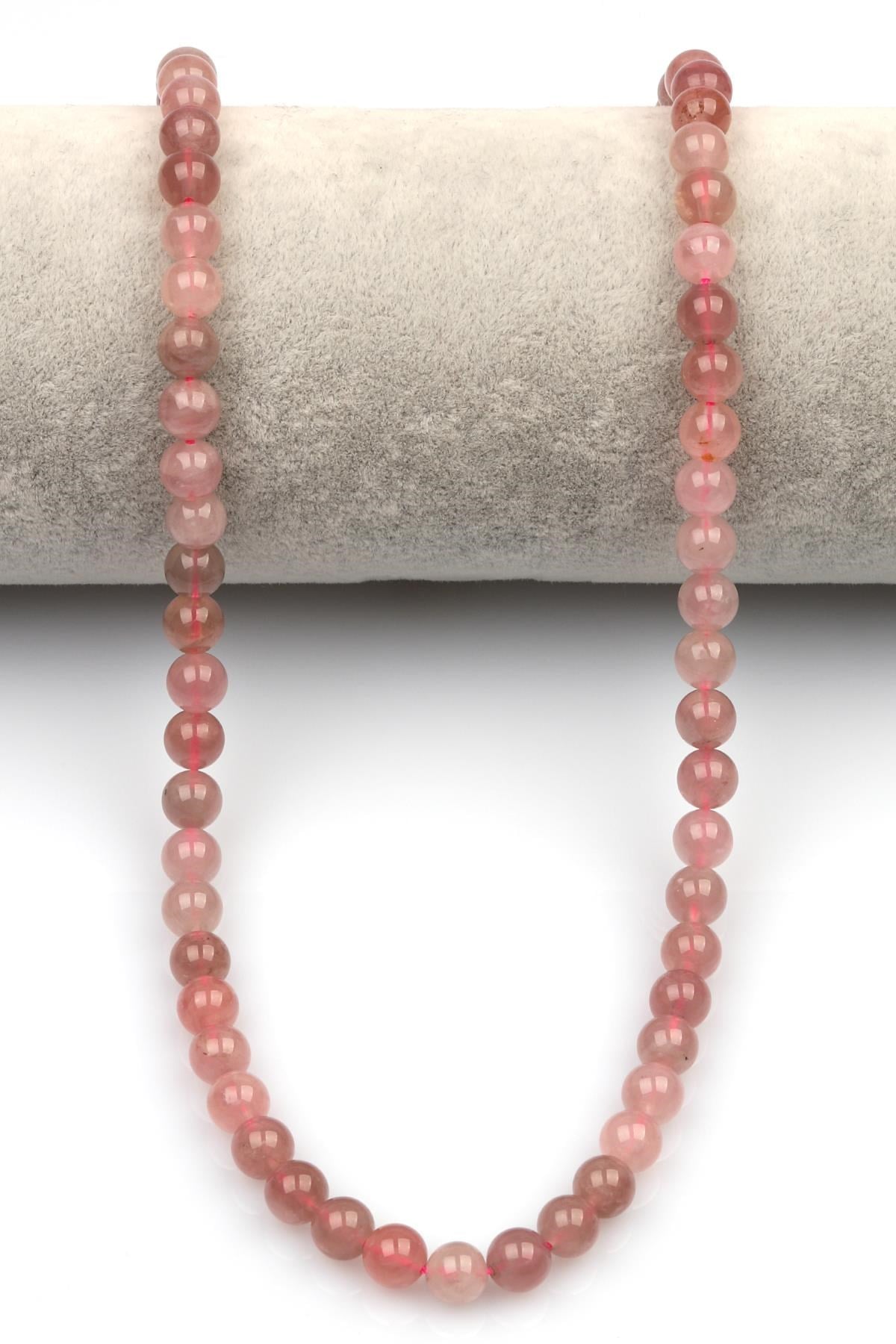 Madagaskar Pembe Kuvars Doğaltaş Dizi 6 mm Küre Kesim