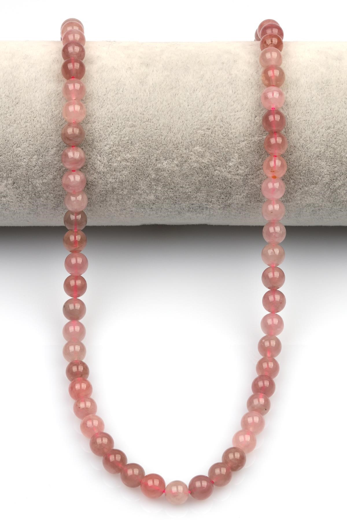 Madagaskar Pembe Kuvars Doğaltaş Dizi 6 mm Küre Kesim