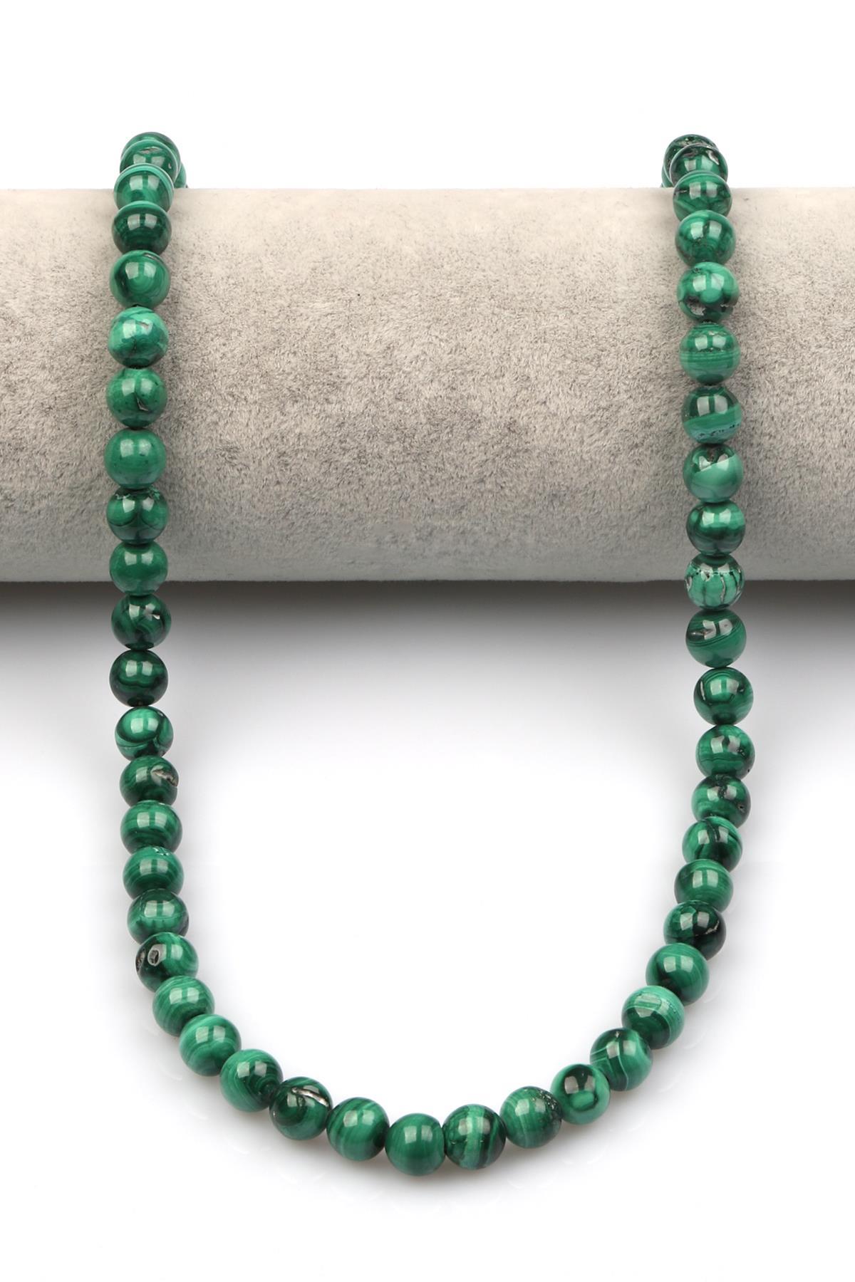 Malakit ( AB Kalite ) Doğaltaş Dizi 8 mm Küre Kesim