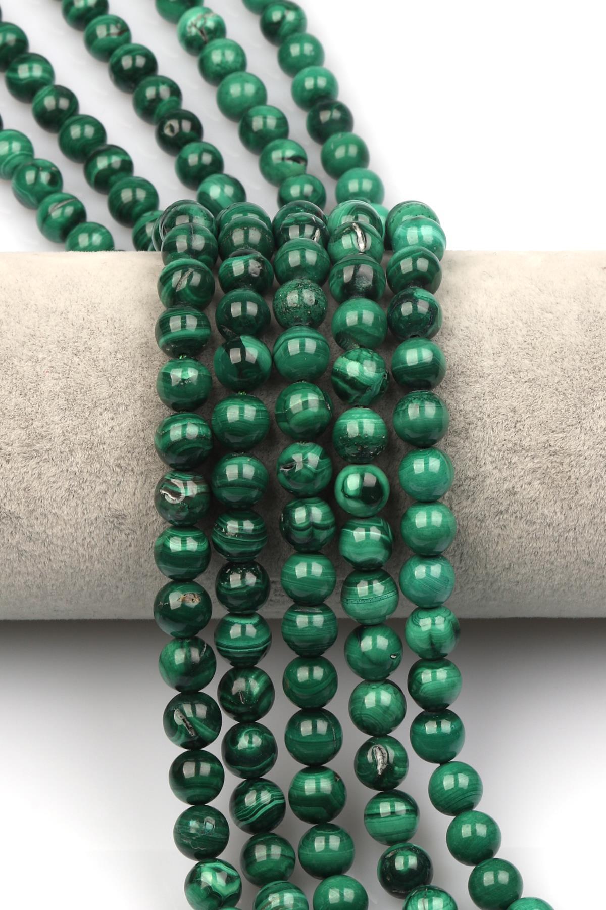 Malakit ( AB Kalite ) Doğaltaş Dizi 8 mm Küre Kesim