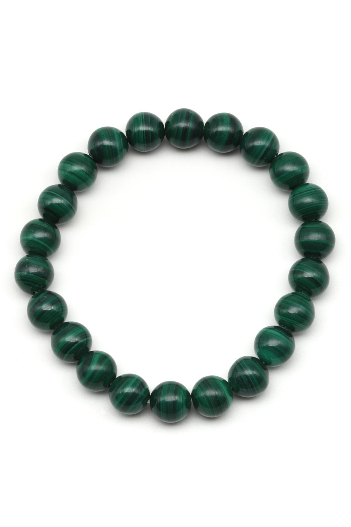 Malakit Doğal Taş 8 mm Küre Kesim Bileklik