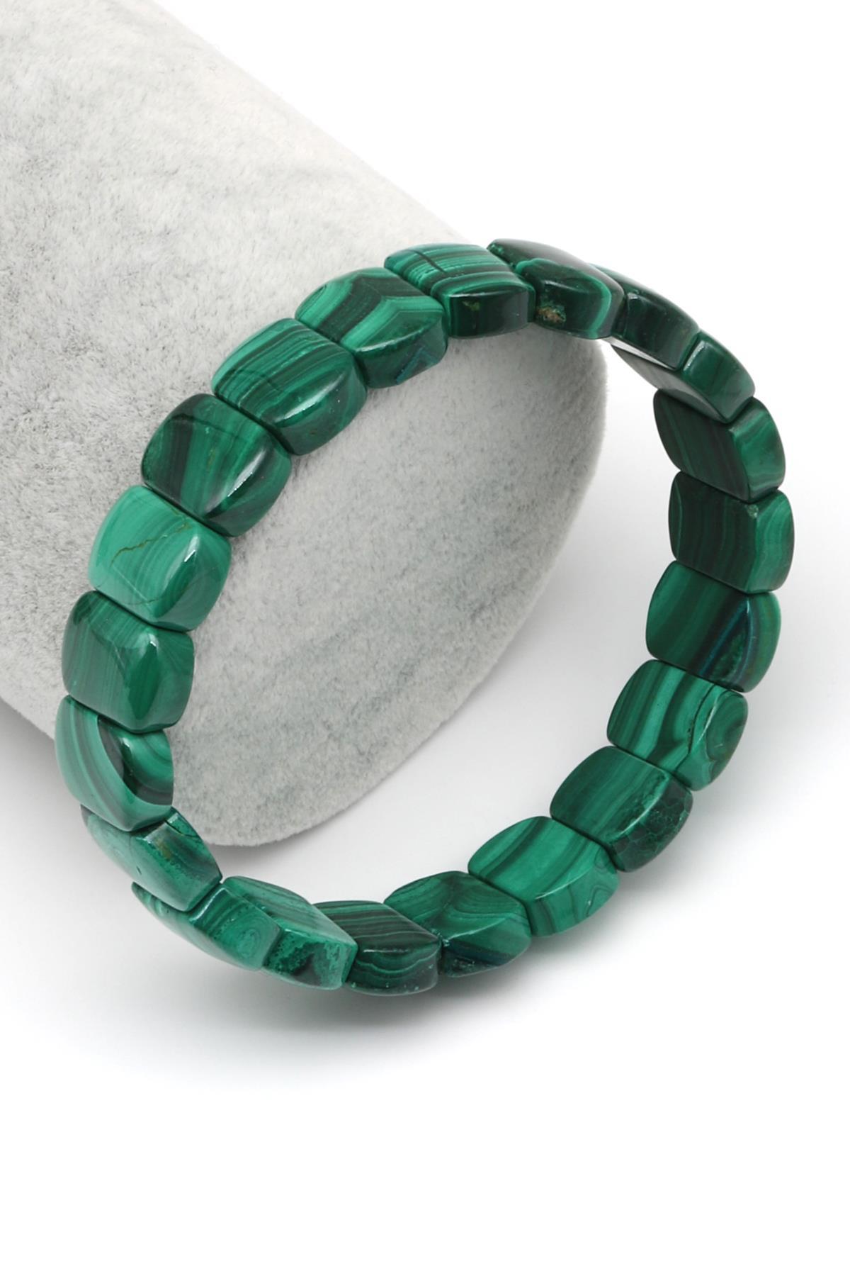 Malakit Doğal Taş Bileklik 9 x 12 mm Özel Kesim