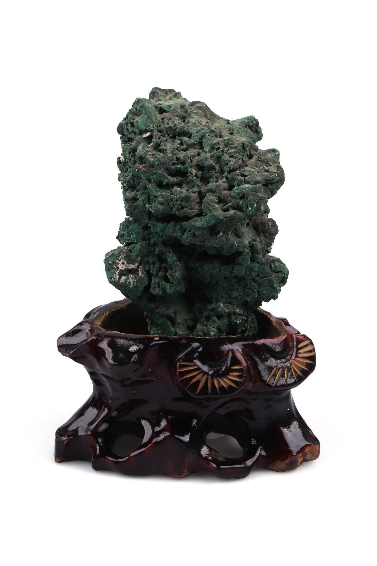 Malakit Doğal Taş Standlı Ham Parça