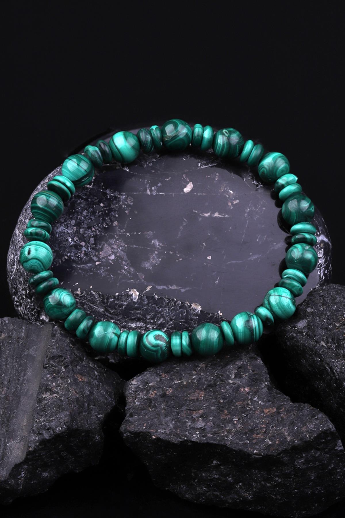 Malakit Doğal Taş Tasarım Bileklik 