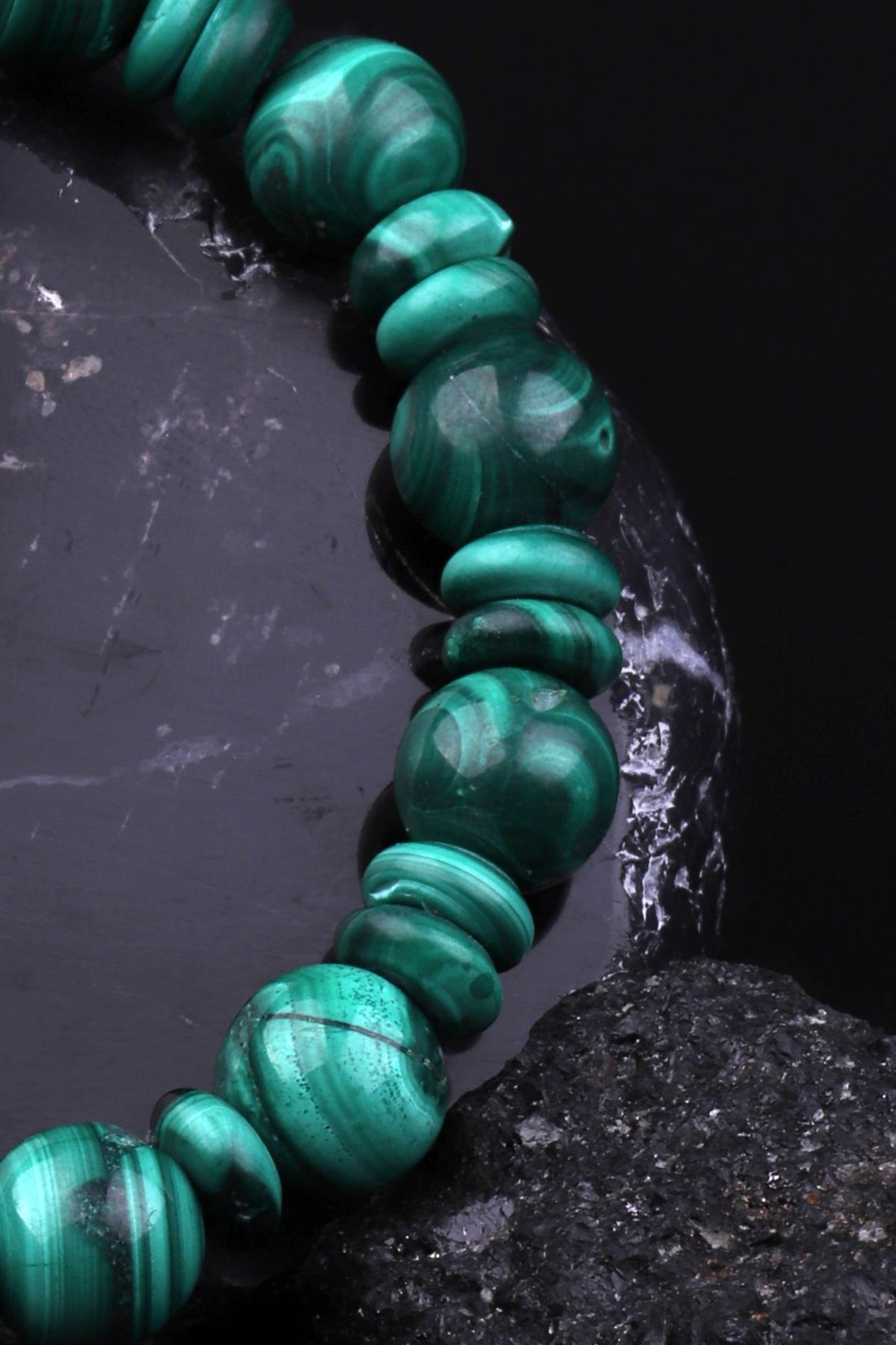 Malakit Doğal Taş Tasarım Bileklik 